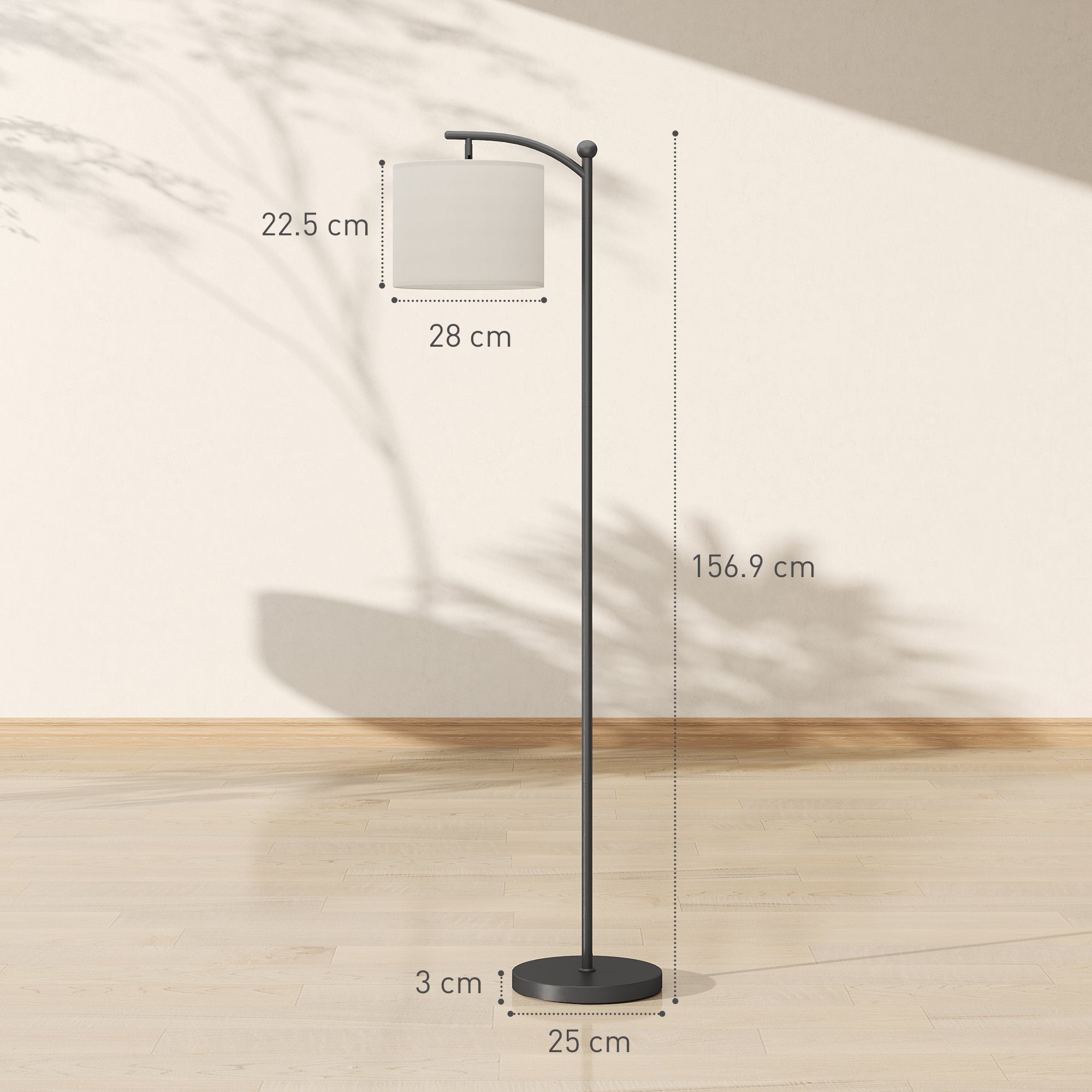 HOMCOM LED Floor Lamp, Stepless Dimmable Reading Standing Lamp with Magnetic Remote Control and 11 Colours Temperature & 11 Brightness Levels, 60 Min Timer for Living Room, Bedroom, Office, Black - North Peak Garden Furniture
