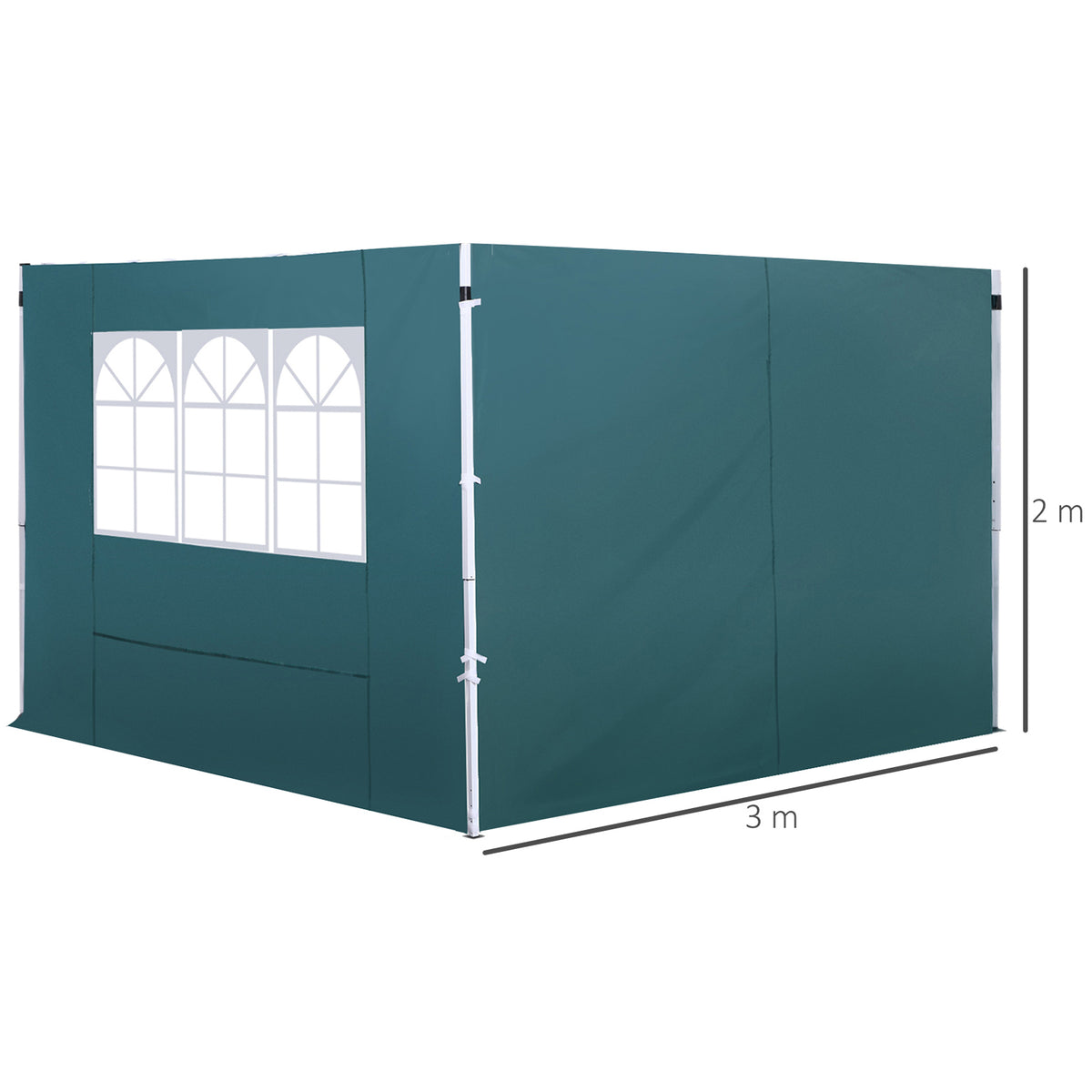 Outsunny 3 Meters Gazebo Replaceable Exchangeable Side Panel Wall Panels Walls With Window 3 colours (Green) - North Peak Garden Furniture