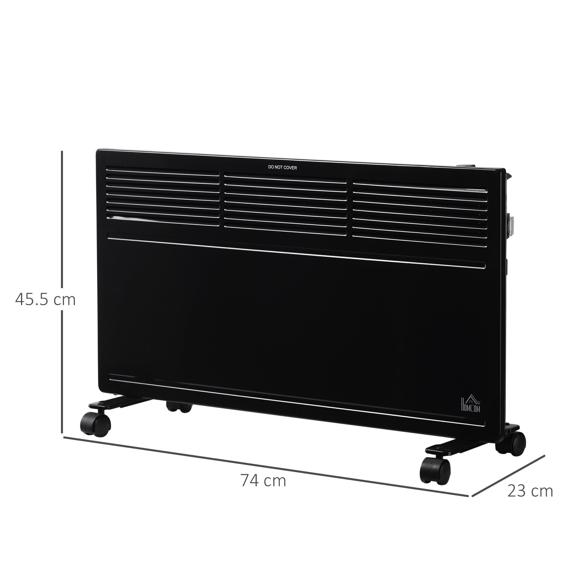 HOMCOM Convector Radiator Heater Freestanding or Wall-mounted Portable Electric Heating with 2 Heat Settings, Adjustable Thermostat and Safety Cut-Off, Black