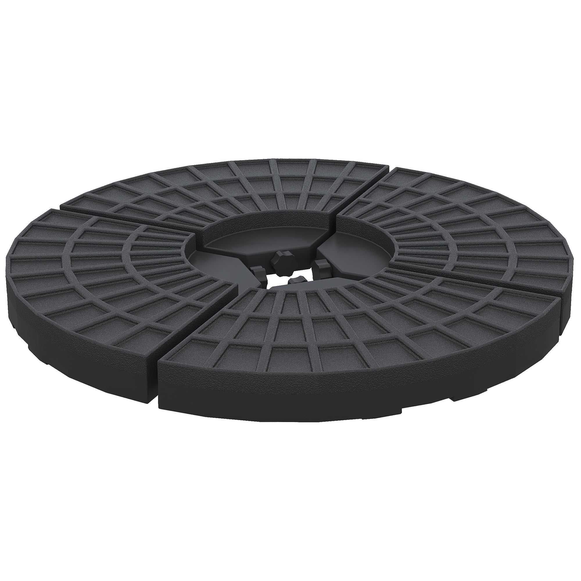 Outsunny 4 PCs 70KG Portable Round Parasol Base Umbrella Cross Stand Weights Holder Sand or Water Filled Outdoor Garden Patio - North Peak Garden Furniture
