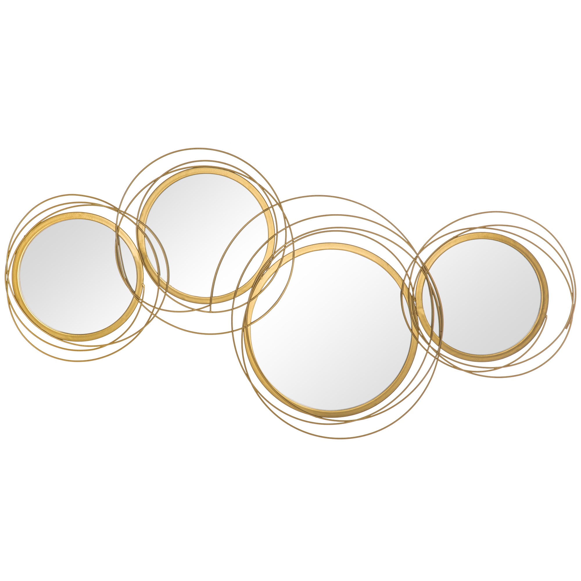 HOMCOM Metal Wall Art Modern Decorative Mirror Decor Hanging Home Wall Sculptures for Living Room Bedroom Dining Room, Gold - North Peak Garden Furniture