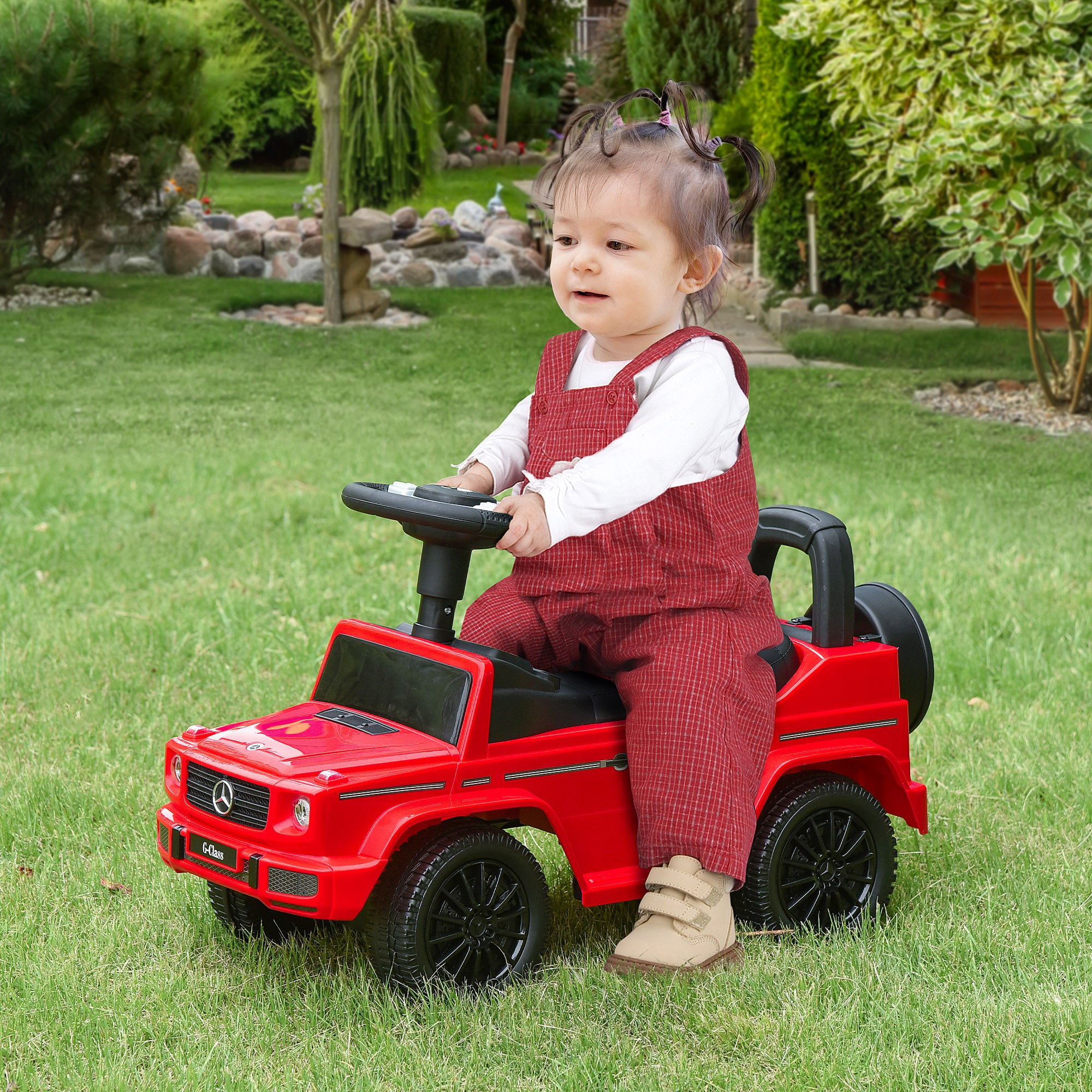 HOMCOM 3 in 1 Kids Ride On Car G350 Licensed Foot To Floor Slider Toddler Push Along NO POWER Red 12-36 months - North Peak Garden Furniture
