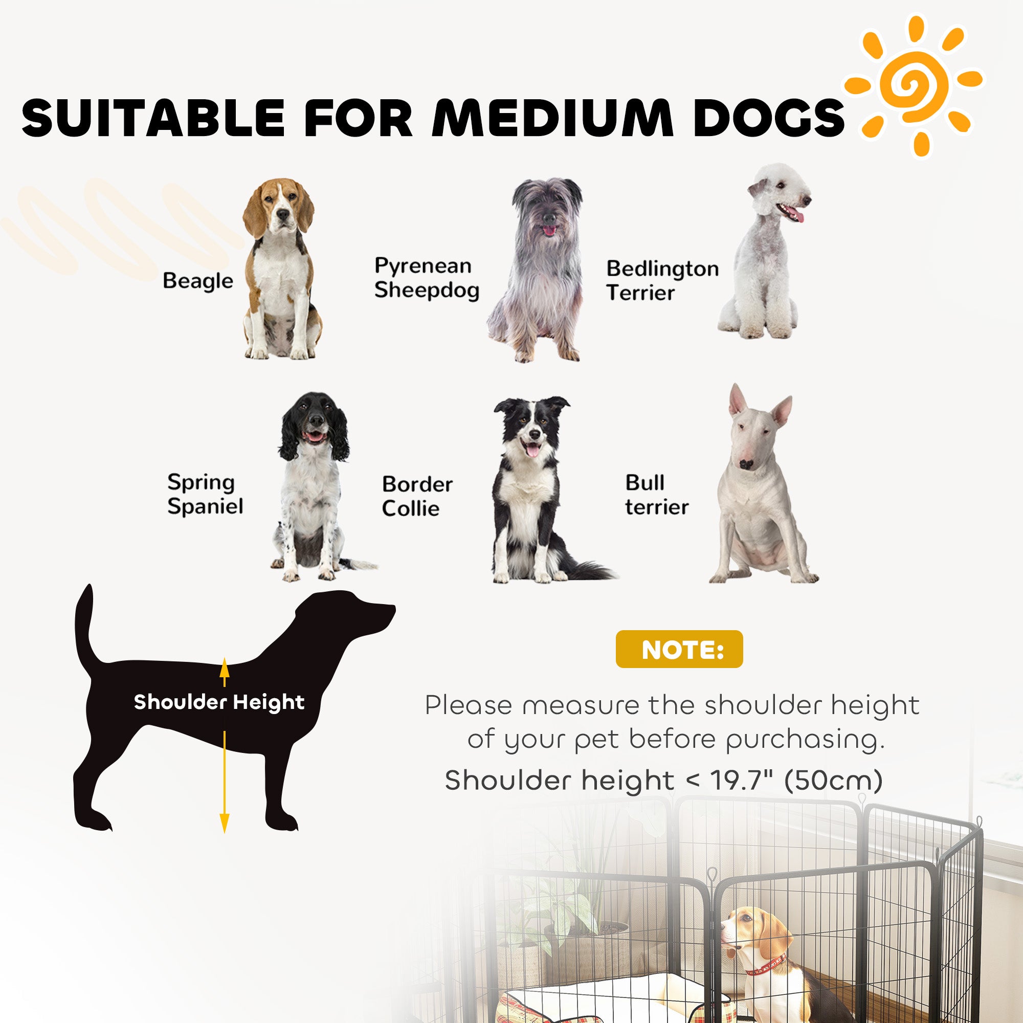 PawHut 8 Panels Heavy Duty Dog Playpen with Door Indoor Outdoor, for Medium Dogs, 80cm High - North Peak Garden Furniture