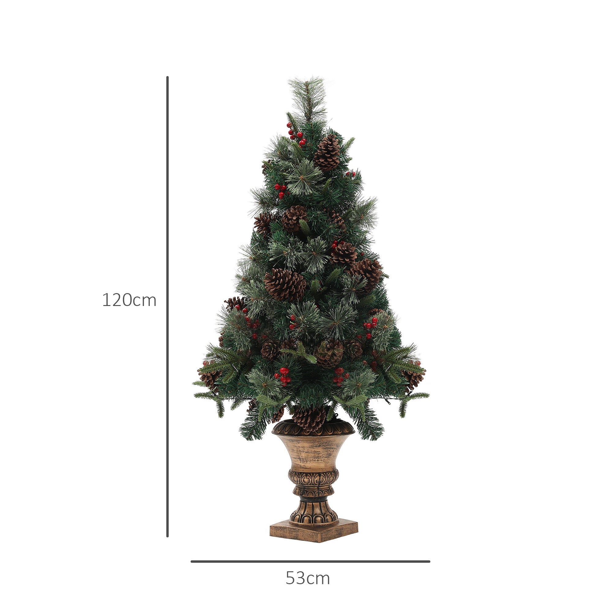 HOMCOM 4ft Artificial Christmas Tree with 60 Warm White LED Lights, 8 Modes and Remote, Realistic Xmas Tree with Trophy Stand for Party Decoration, Green