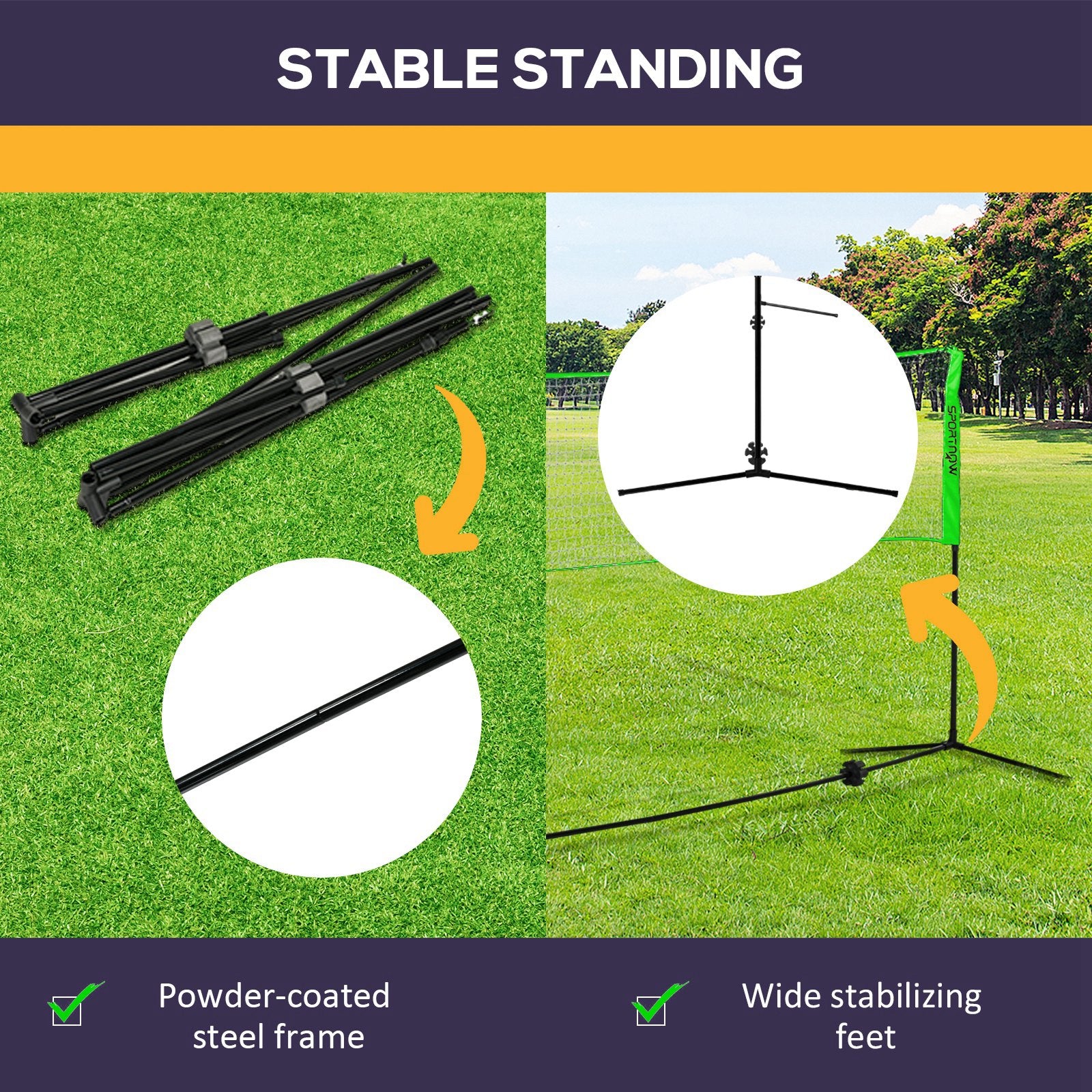 SPORTNOW Badminton Net Set, Height Adjustable Net for Pickleball, Volleyball, Badminton, with 3 Shuttlecocks, 4 Rackets - North Peak Garden Furniture