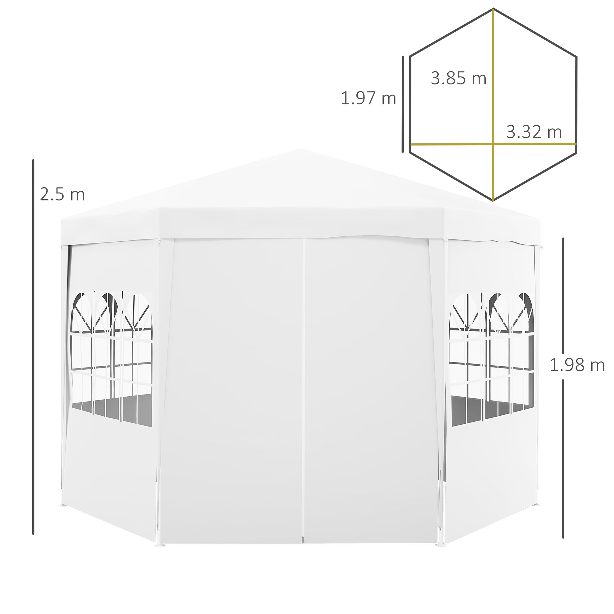 Outsunny 4 m Party Tent Wedding Gazebo Outdoor Waterproof PE Canopy Shade with 6 Removable Side Walls - North Peak Garden Furniture