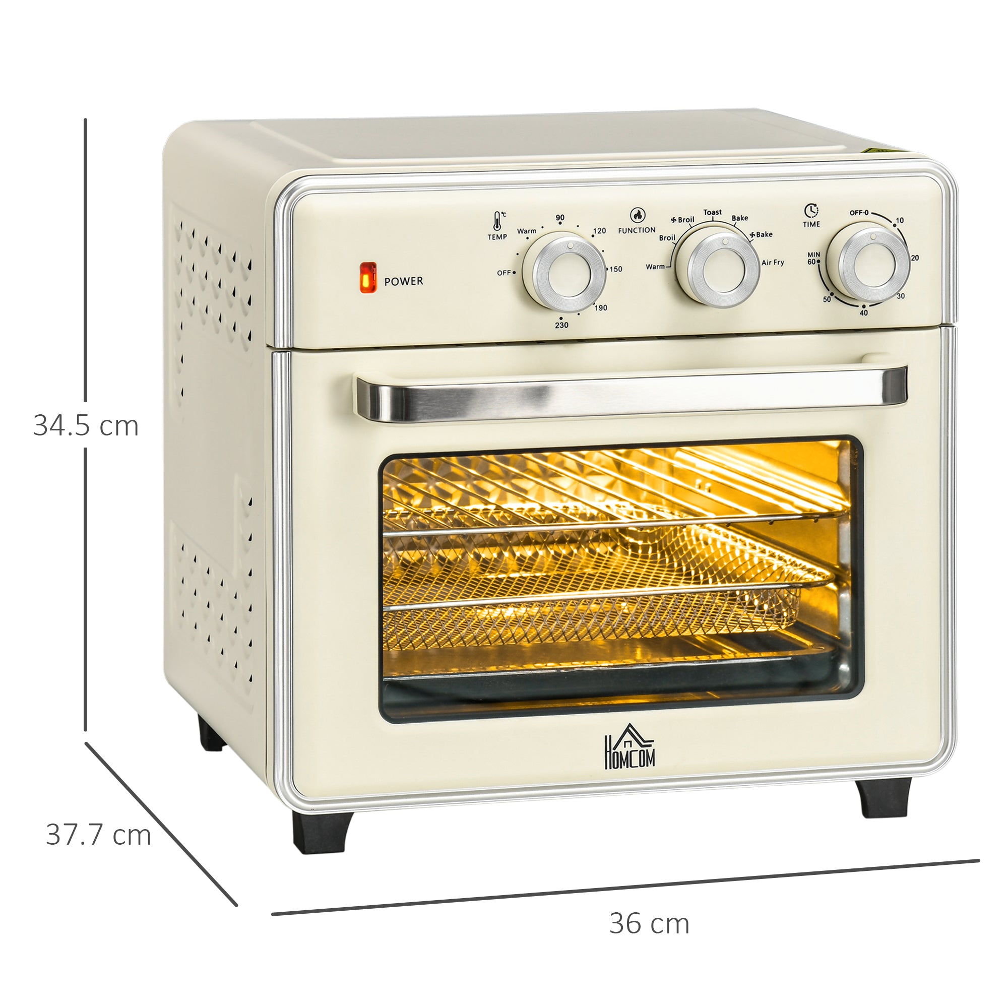 HOMCOM 20L 90-230℃ Mini Electric Oven - Cream - North Peak Garden Furniture