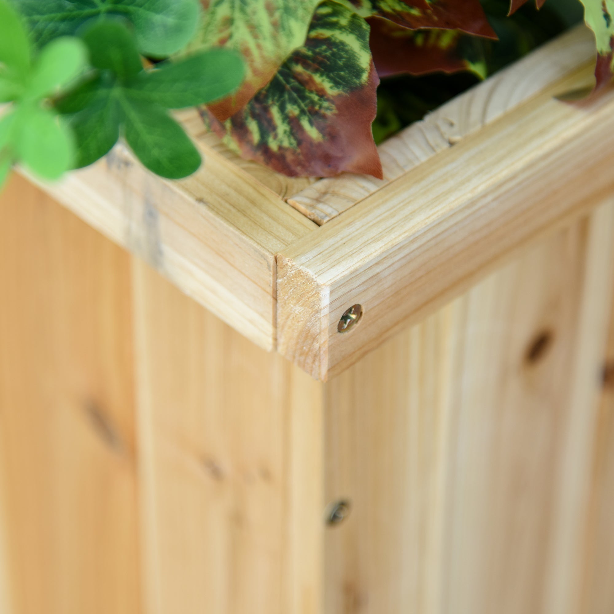 Outsunny 37L Wooden Garden Planter & Bench Combination Garden Raised Bed Patio Park Natural 176 x 38 x 40 cm - North Peak Garden Furniture