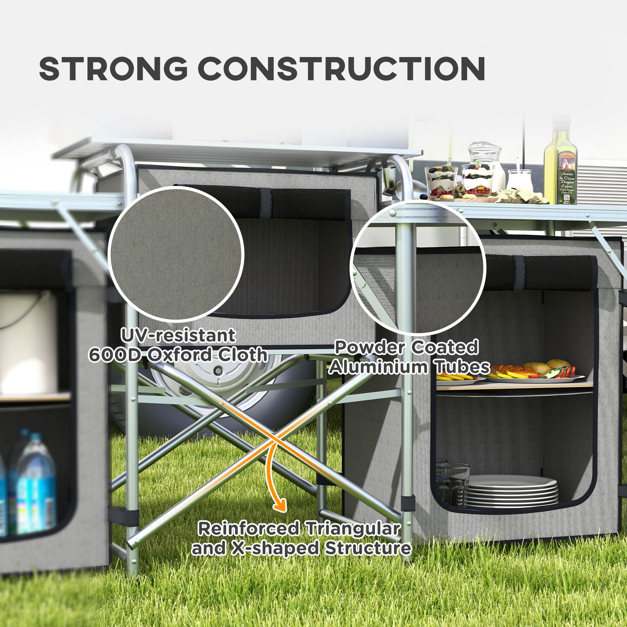 Outsunny Multi-Storage Portable Camping Kitchen, with Carry Bag - North Peak Garden Furniture
