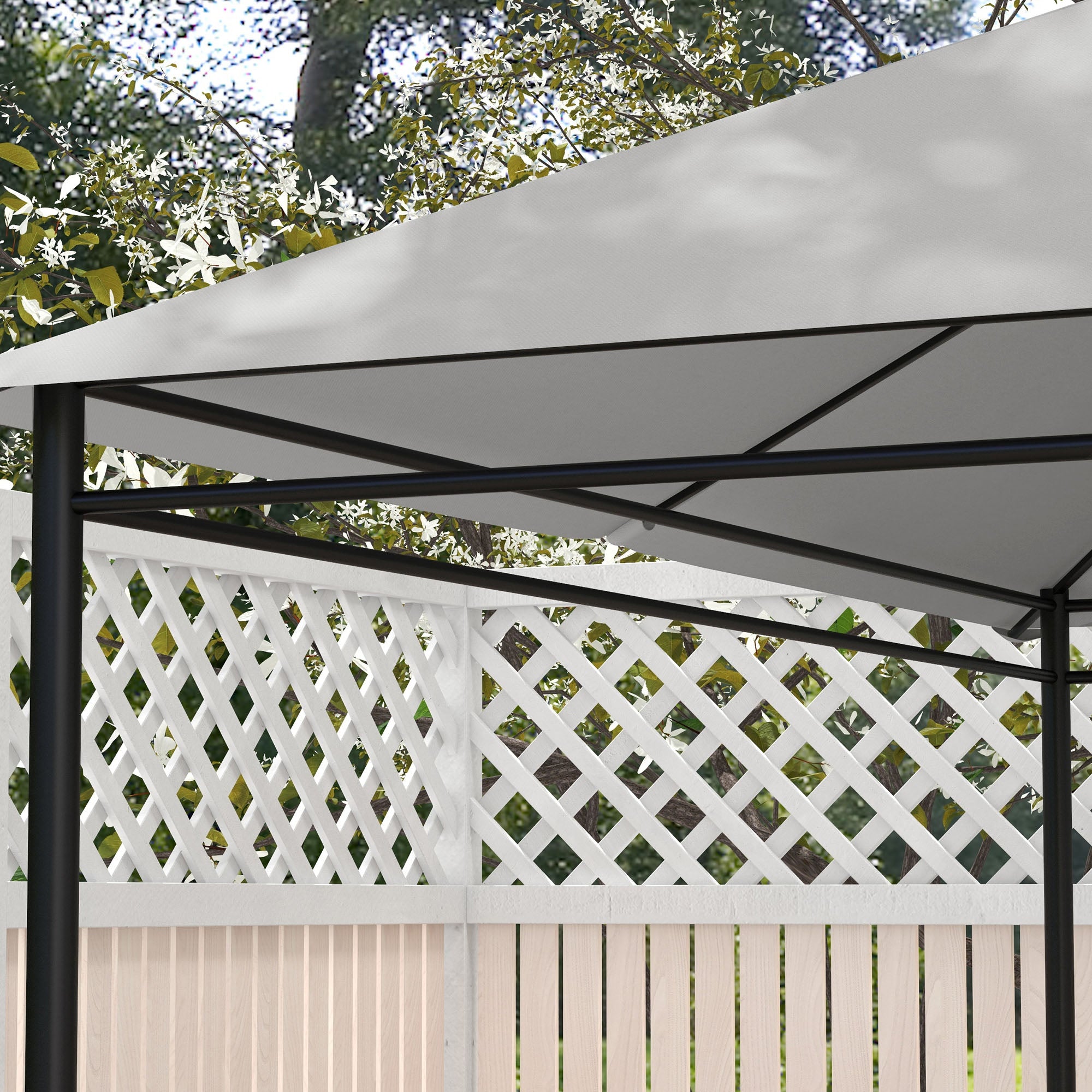 Outsunny 3 x 4m Gazebo Canopy Replacement Cover, Gazebo Roof Replacement (TOP COVER ONLY), Light Grey - North Peak Garden Furniture