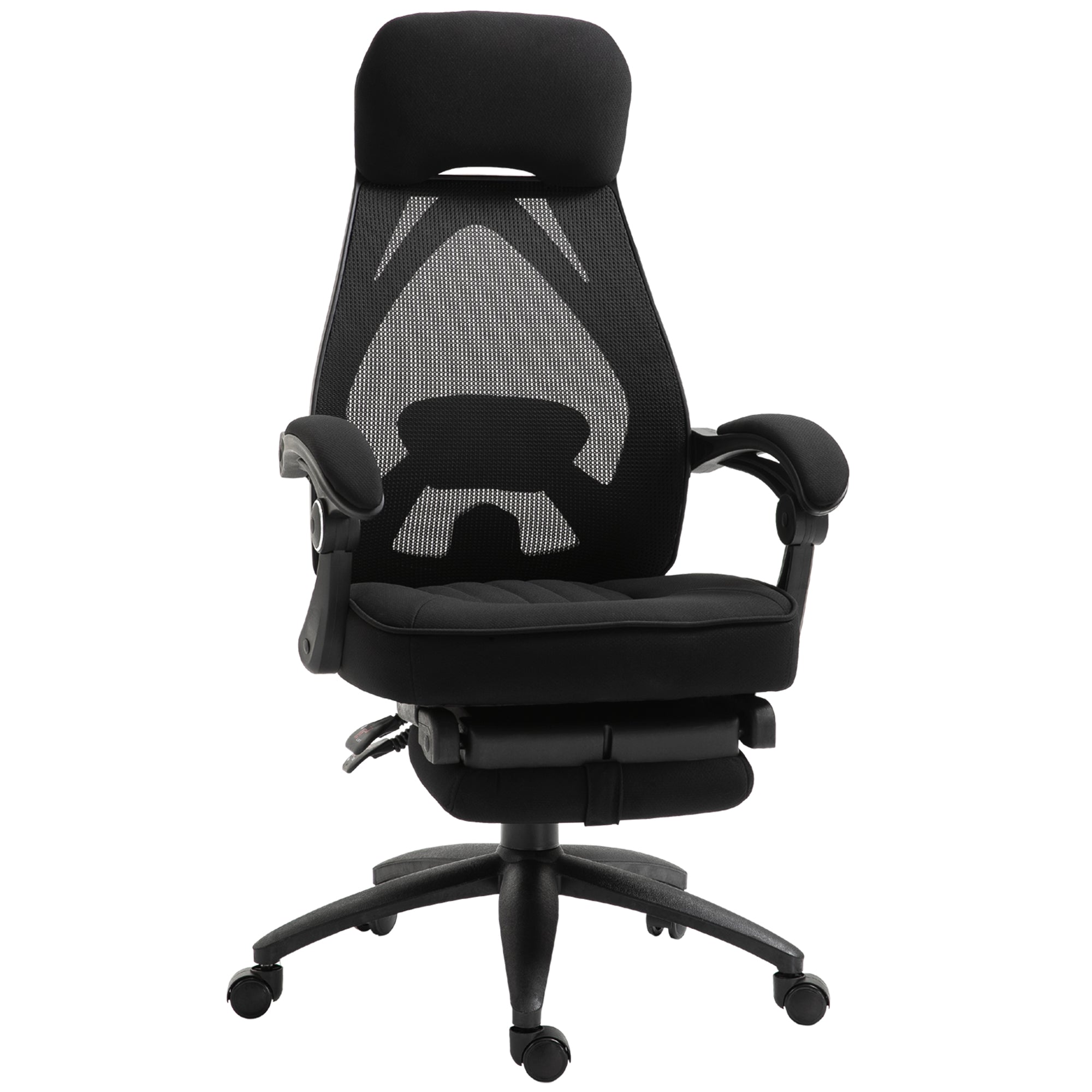 Vinsetto Office Chair with Footrest,High Back Swivel Desk Chair with Adjustable Height and Headrest for Home Office, Black - North Peak Garden Furniture