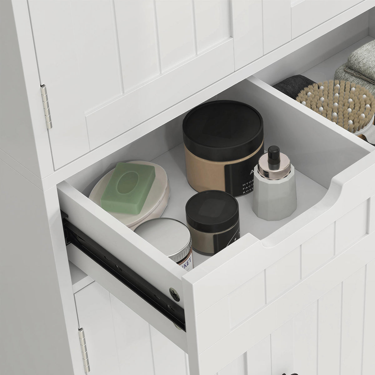 HOMCOM Tall Bathroom Cabinet, Freestanding Bathroom Storage Cabinet with Drawer, Shelves and Doors, 60 x 30 x 160 cm, White