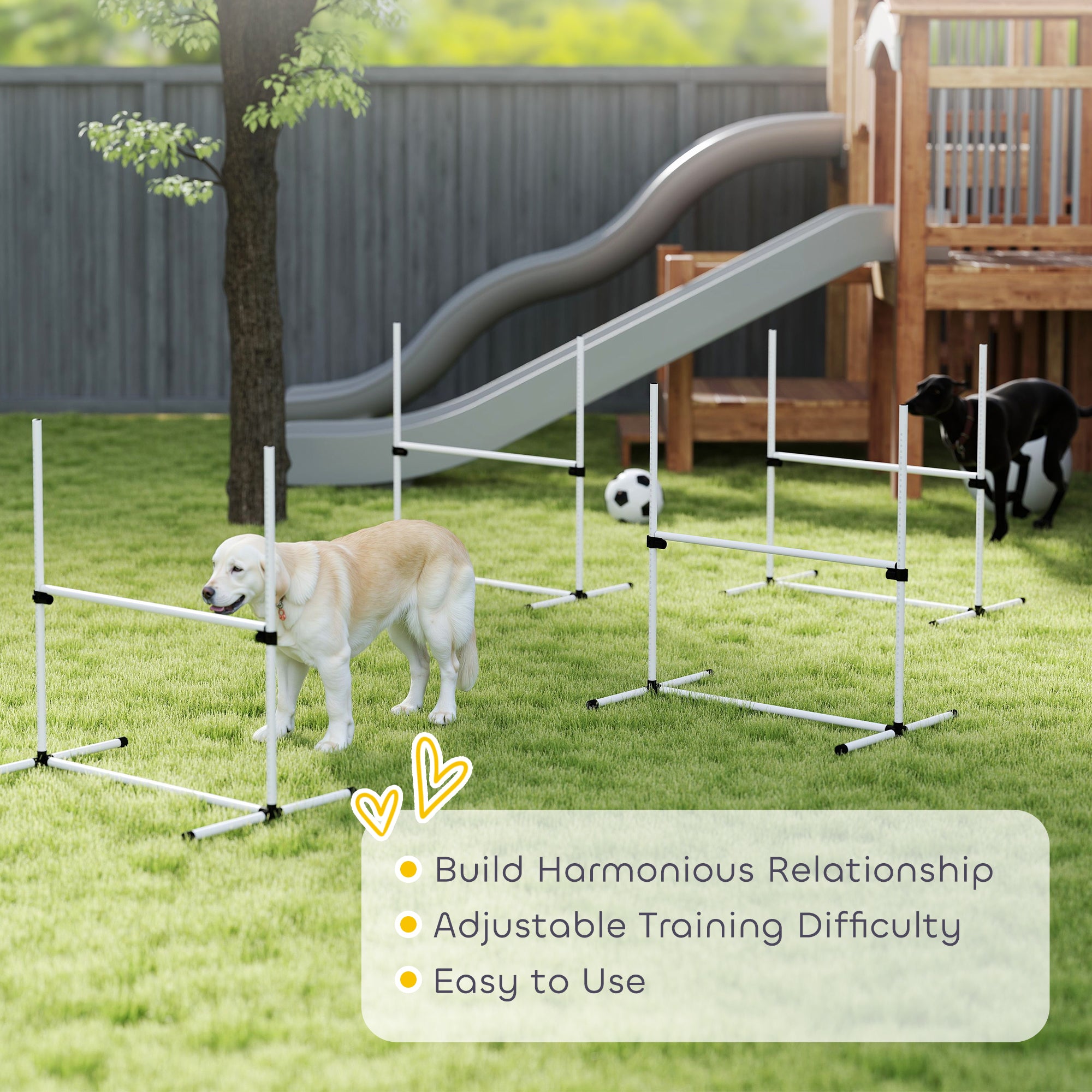 PawHut Dog Agility Equipment Training Height Adjustable Jumps Hurdle 4 Pieces with Carrying Bag for Outdoor