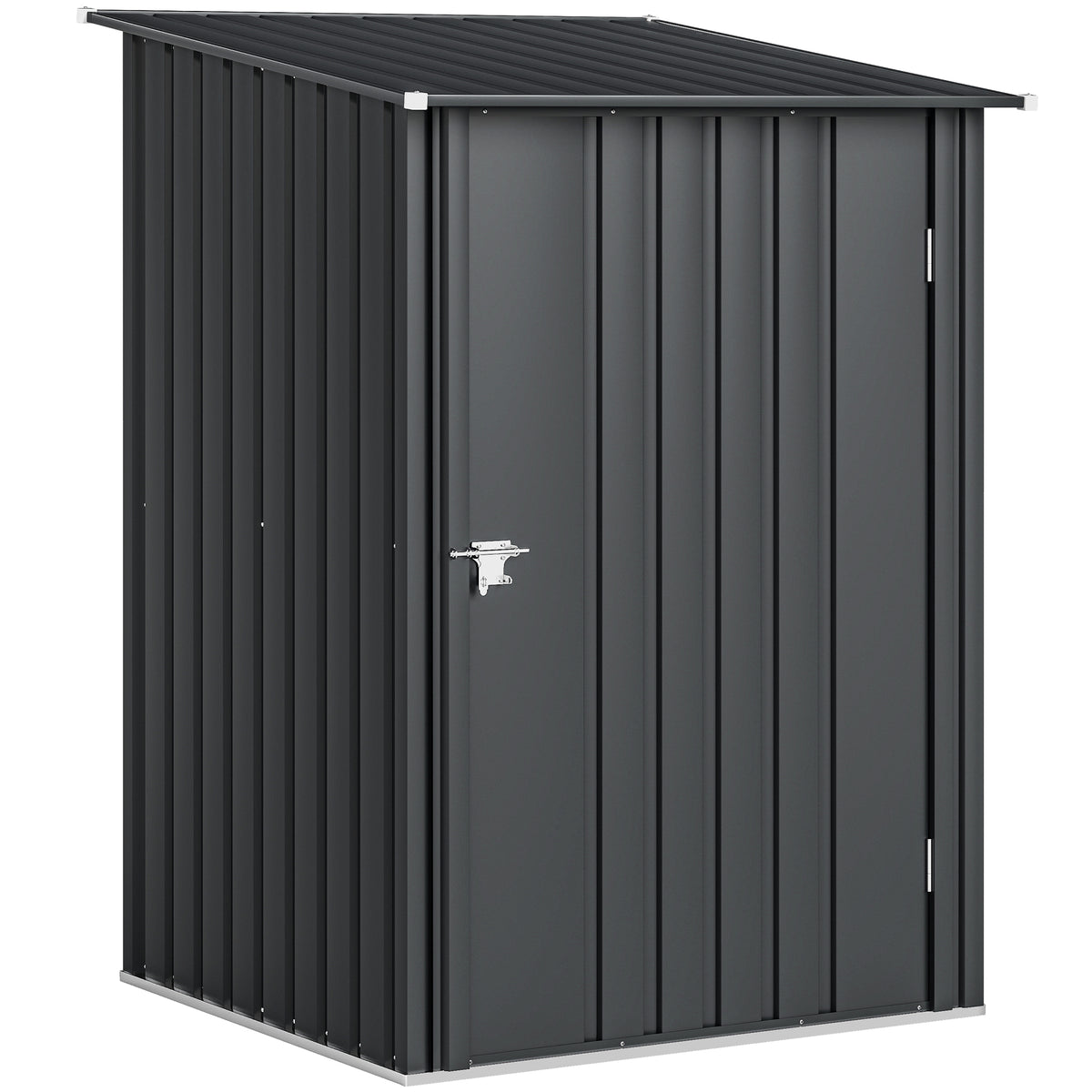 Outsunny 3.3 x 3.4ft Lean To Steel Garden Shed, with Locking Door - Dark Grey