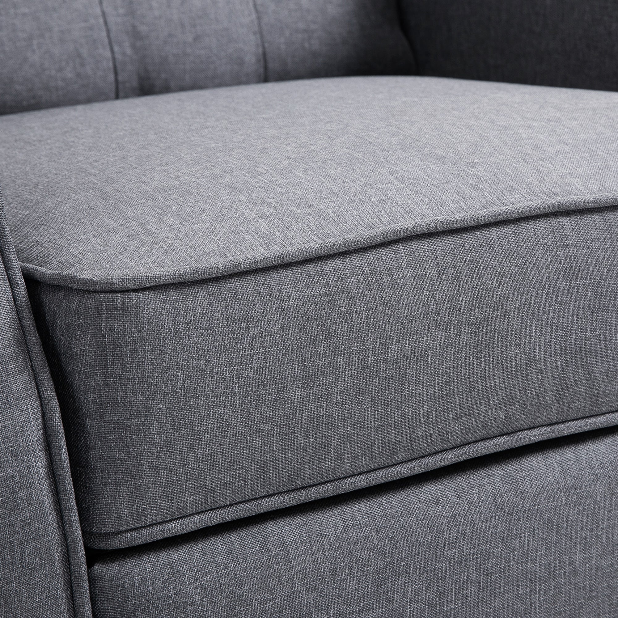 HOMCOM Recliner Armchair, Vintage Reclining Chair with Nail Head Trim, Wingback Chair with Button Tufted Back and Footrest, for Living Room, Light Grey - North Peak Garden Furniture