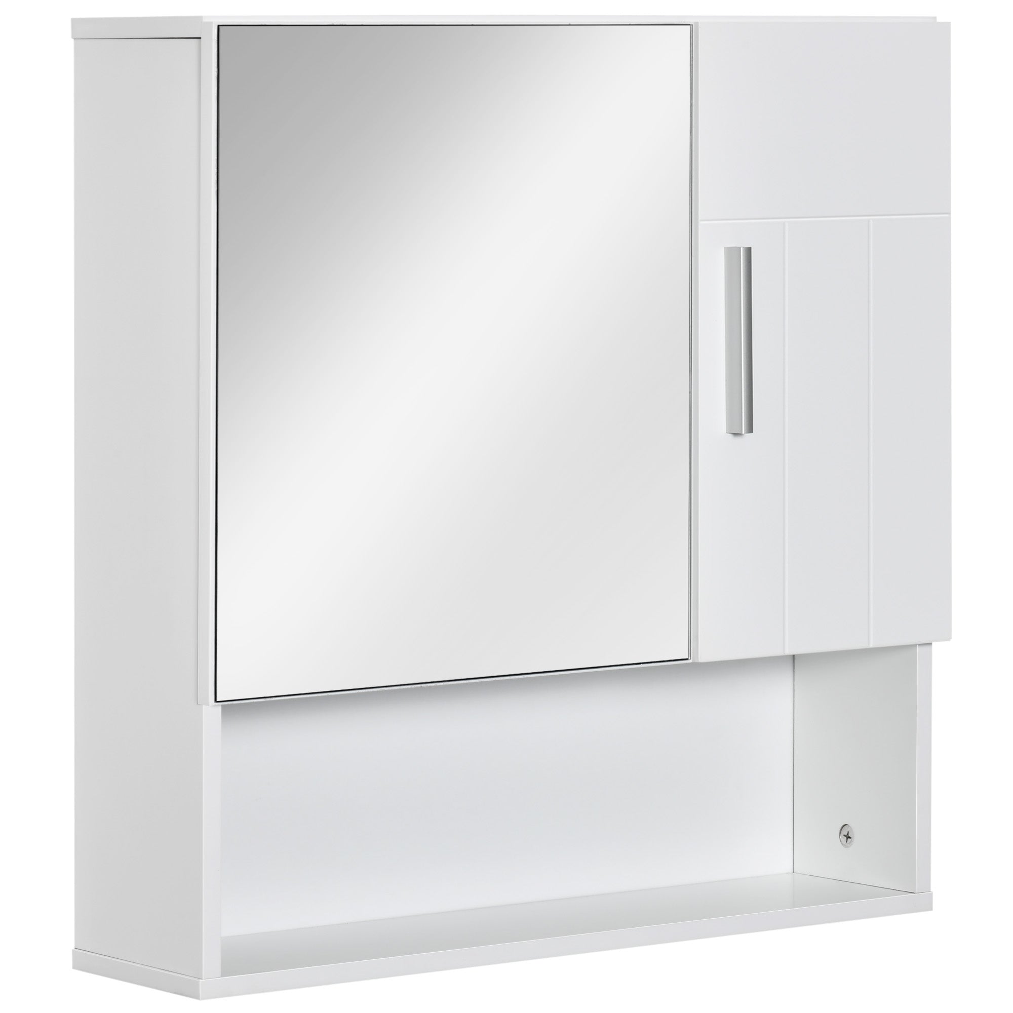kleankin Bathroom Mirror Cabinet, Wall Mounted Storage Cupboard Organizer with Double Doors and Adjustable Shelf, White - North Peak Garden Furniture