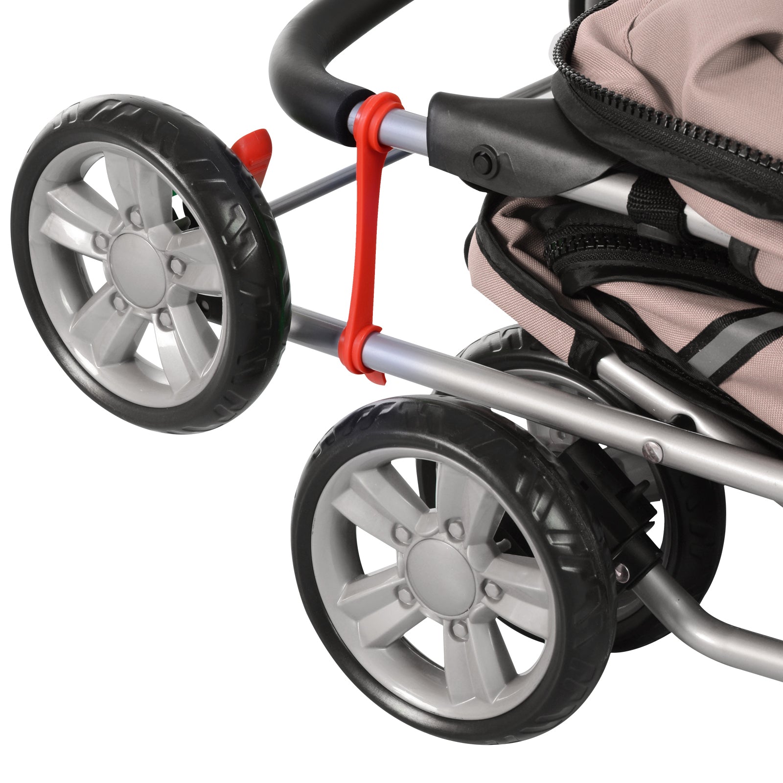 PawHut Pet Stroller for Small Miniature Dogs Cats Foldable Travel Carriage with Wheels Zipper Entry Cup Holder Storage Basket Brown - North Peak Garden Furniture
