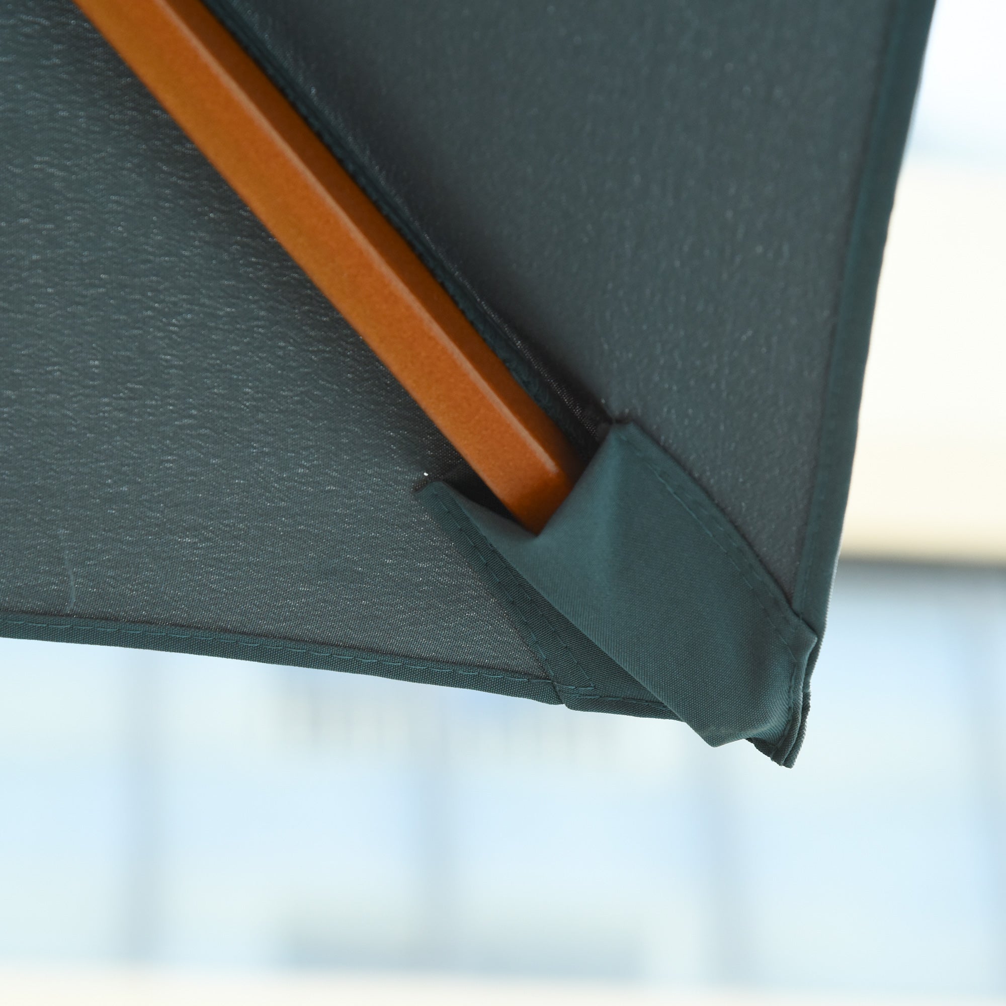 Outsunny 3 x 3 metre Patio Parasol Garden Umbrellas Sunshade Outdoor Wooden Parasol Canopy Double Tier, Dark Grey, BASE NOT INCLUDED - North Peak Garden Furniture