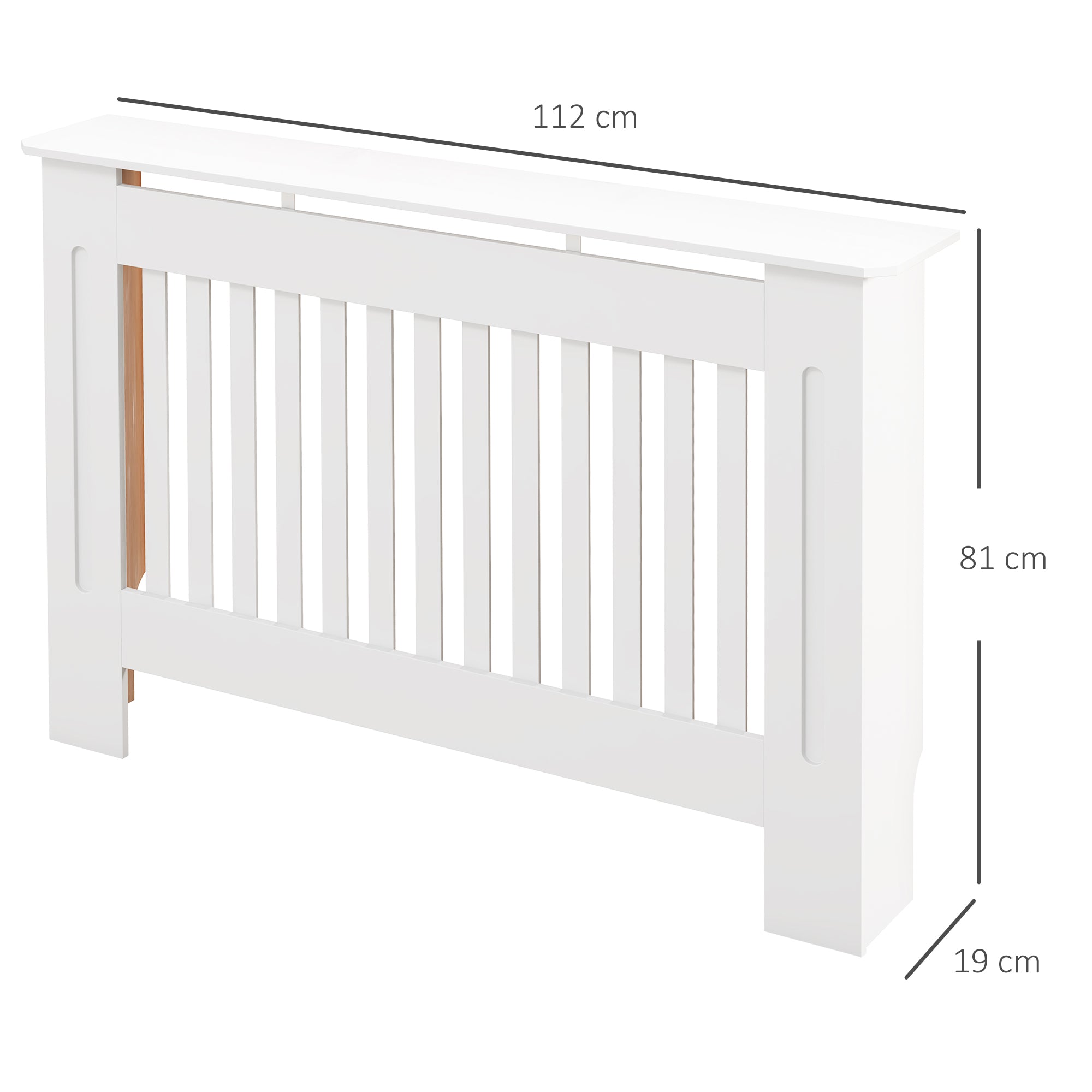 HOMCOM Slatted Radiator Cover Painted Cabinet MDF Lined Grill in White (112L x 19W x 81H cm) - North Peak Garden Furniture
