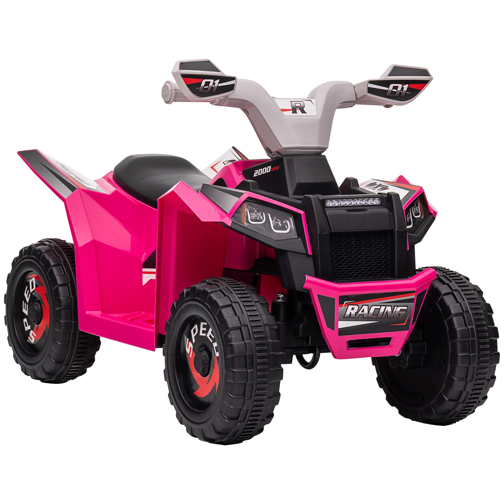 HOMCOM 6V Quad Bike with Wear-Resistant Wheels, Forward Backward Function, for Ages 18-36 Months, Pink - North Peak Garden Furniture