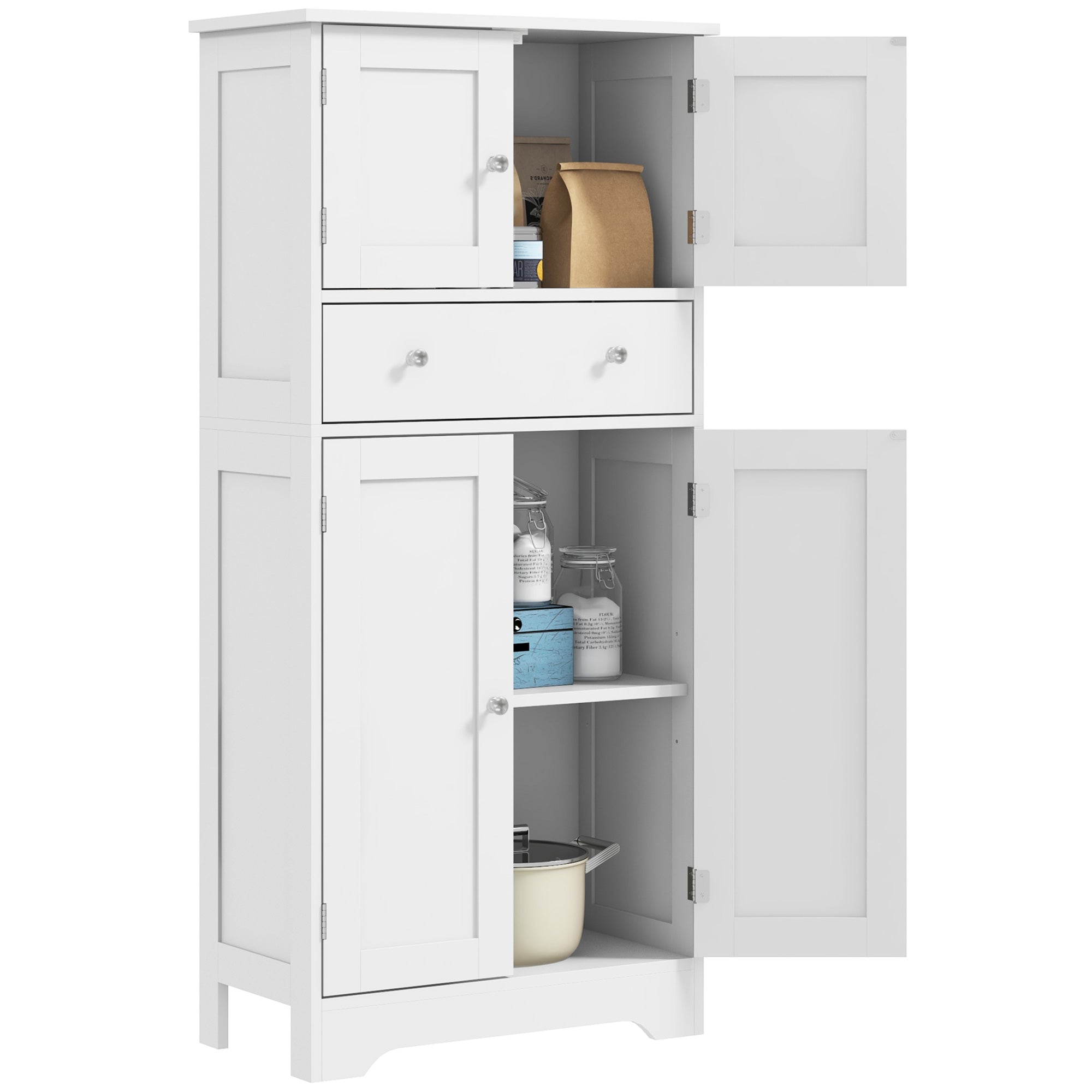 HOMCOM Multi-Storage Freestanding Kitchen Cabinet - White - North Peak Garden Furniture