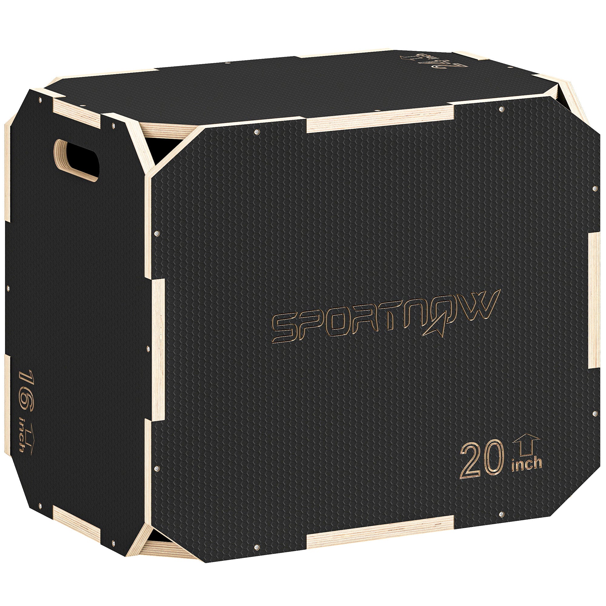 SPORTNOW Non-Slip Plyo Box, Corner-free Wooden Jump Box, 40.5 x 61 x 51 cm