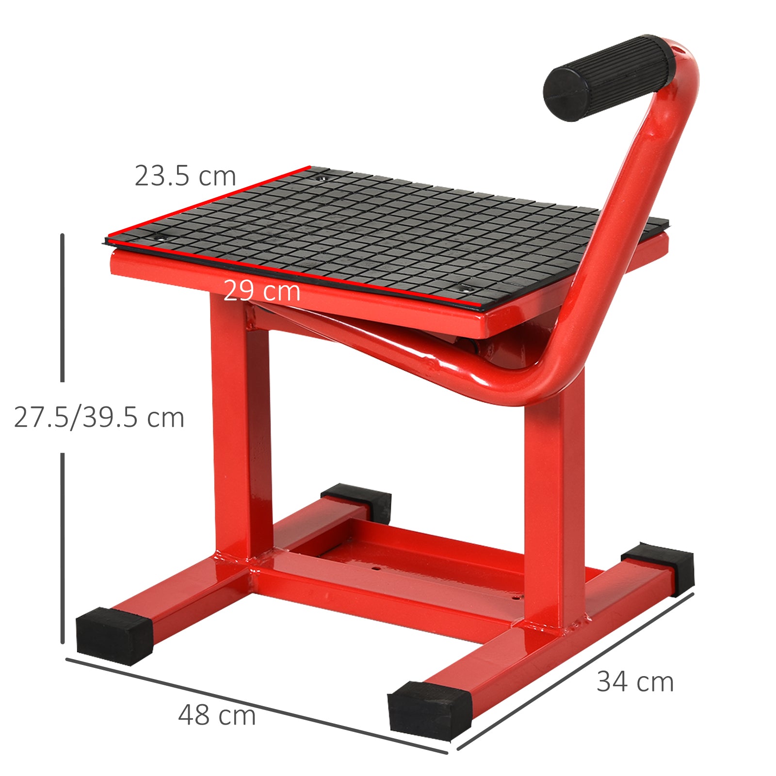DURHAND 150KG Steel Motorbike Jack Lift Rubber Platform Crank Lift Manual Repair Clean Hoist Table Assist Off-Road Dirt Bike Stand Red 27.5/39.5 Hcm - North Peak Garden Furniture