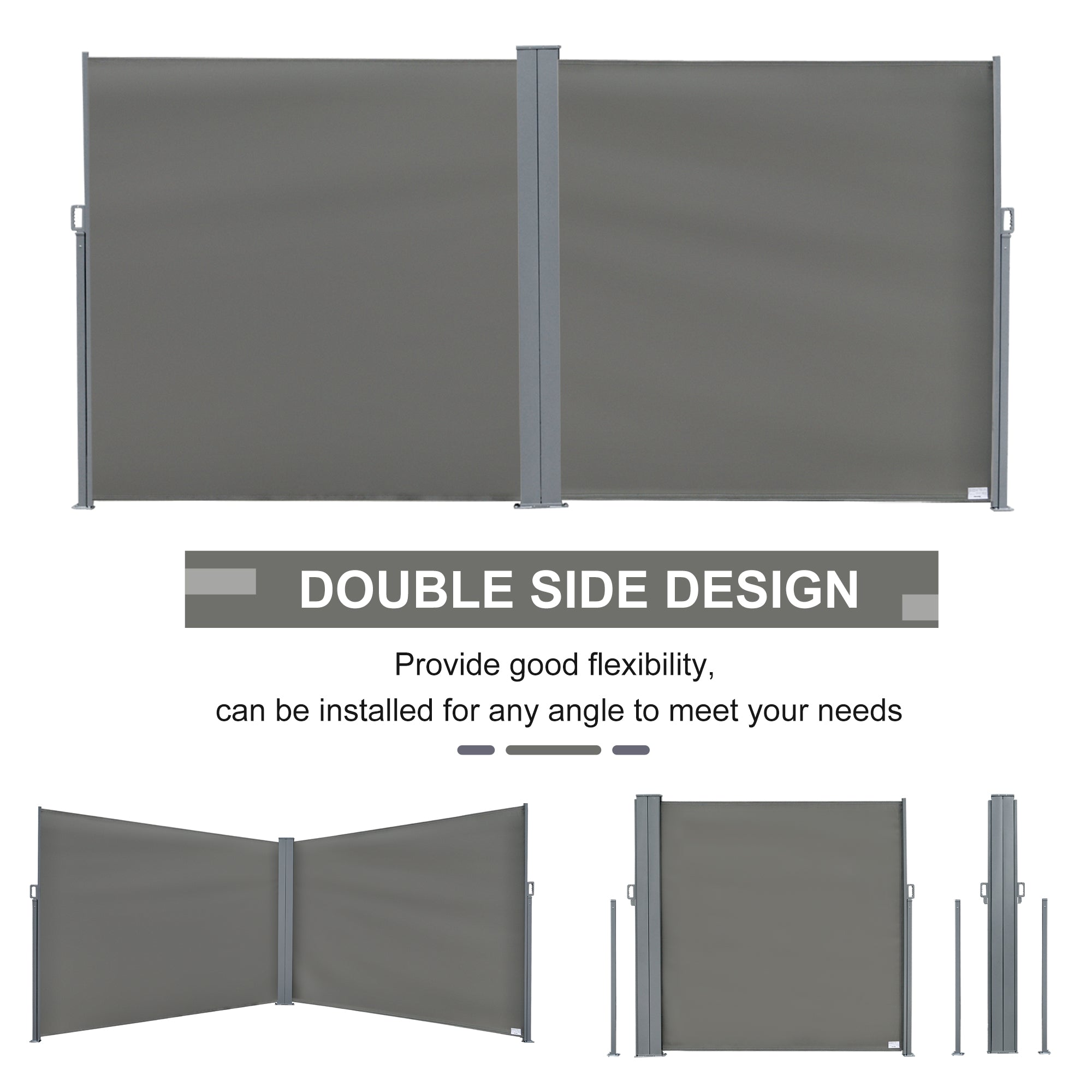 Outsunny 6 x 2m Retractable Sun Side Awning Screen Fence Patio Garden Wall Balcony Screening Panel Outdoor Blind Privacy Divider – Grey - North Peak Garden Furniture