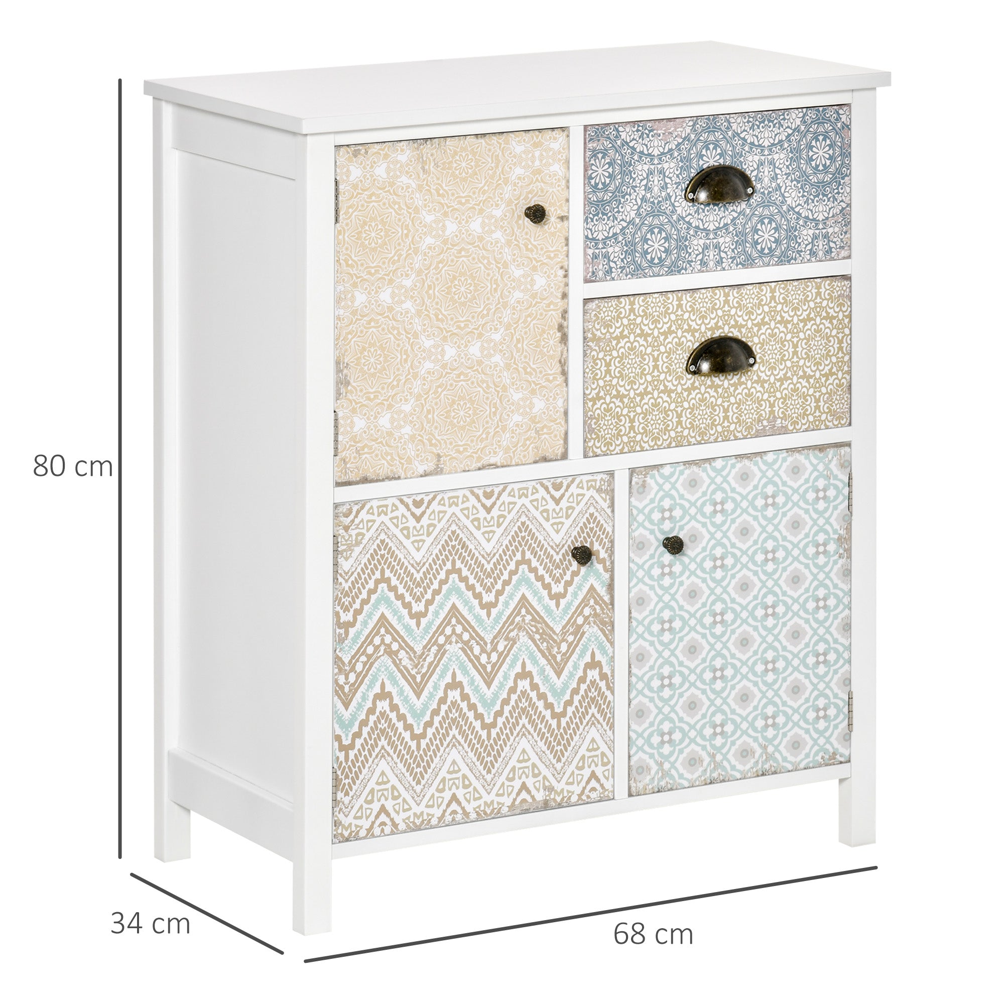 HOMCOM Drawer Table Sideboard Multi-purpose Storage Chest Shabby Chic Entryway Living Room Bedroom Furniture Organizer Unit - North Peak Garden Furniture