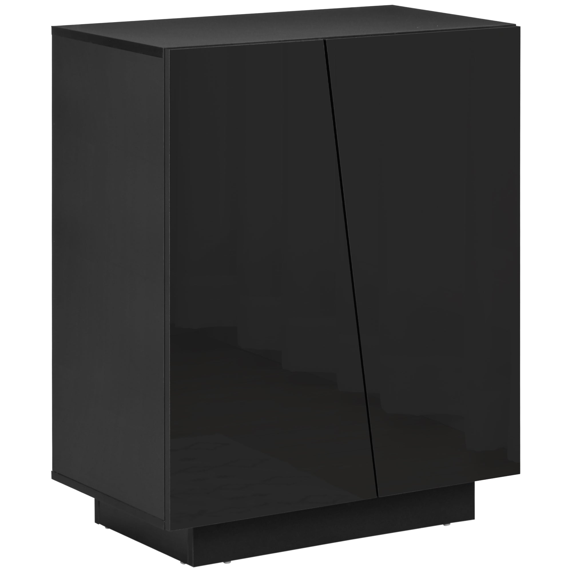 HOMCOM High Gloss Storage Cabinet, Freestanding Storage Cupboard with Adjustable Shelves for Living Room, Bedroom, Hallway, Black - North Peak Garden Furniture