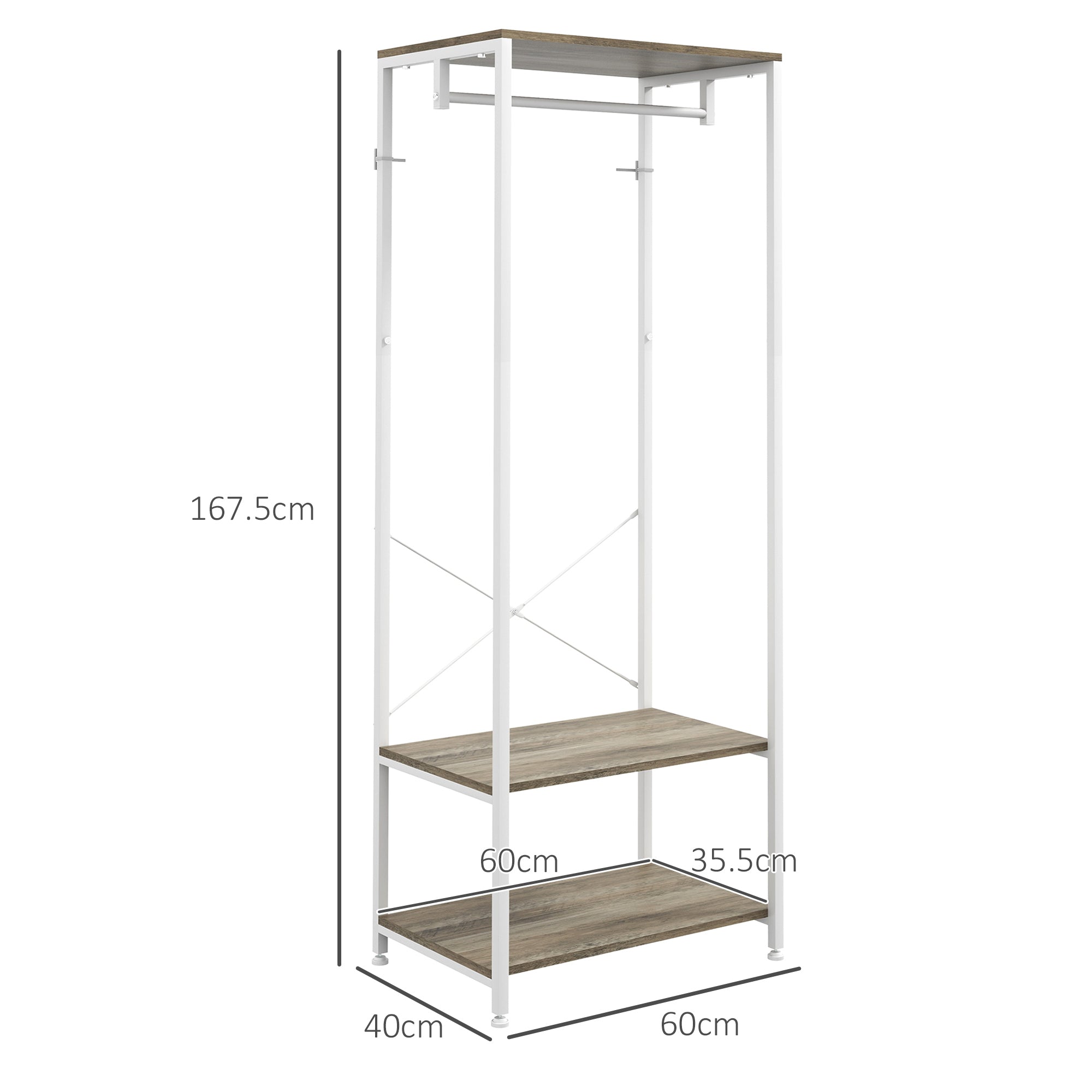 HOMCOM Hallway Coat Rack and Shoe Bench Tree - Grey - North Peak Garden Furniture