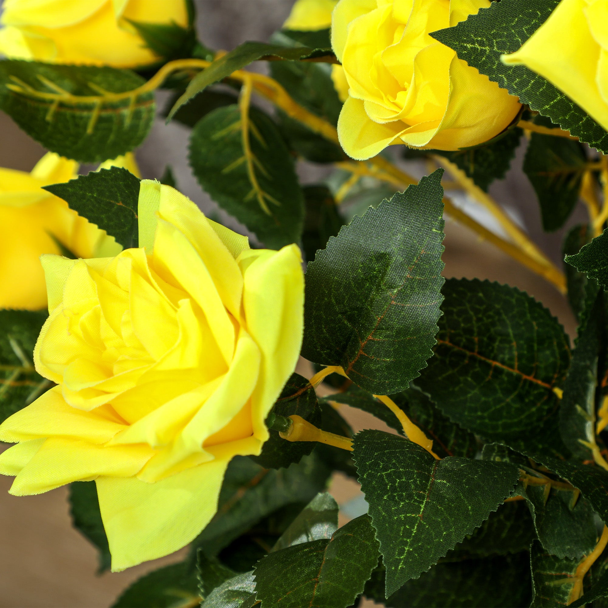 Outsunny Set of 2 Artificial Plants White Rose Floral in Pot, Fake Plants for Home Indoor Outdoor Decor, 90cm, Yellow - North Peak Garden Furniture