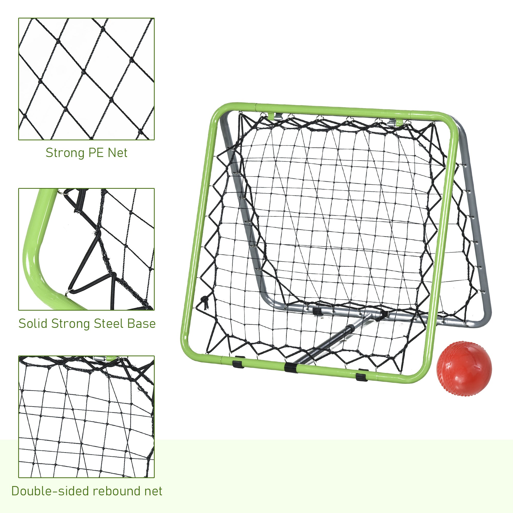 HOMCOM Football Training Net, Soccer Kickback Target Goal Both Side Rebounder Net, Adjustable Angle Goal Training Set for Kids and Children to Practice in Playground, Backyard