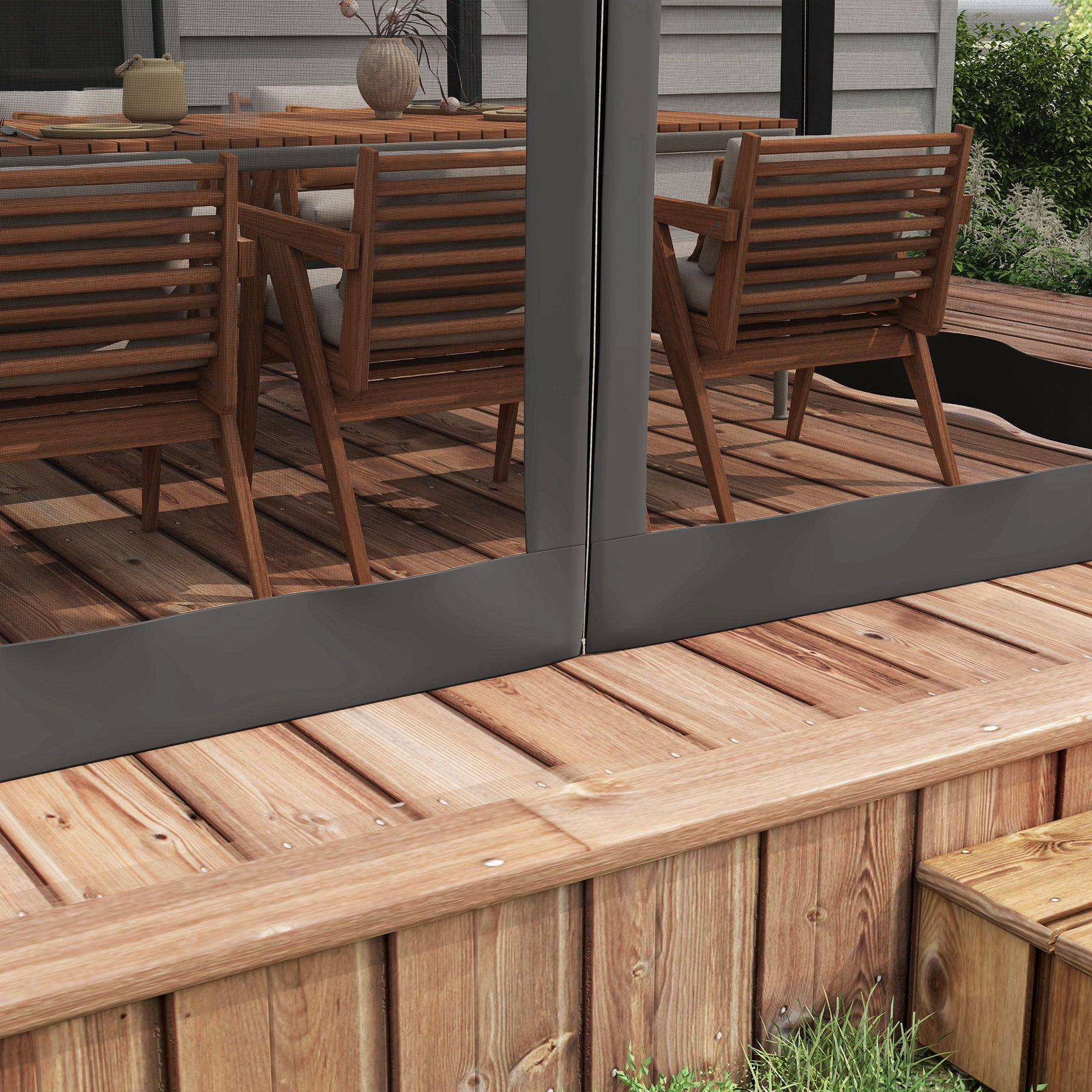 Outsunny 3 x 3m Aluminium Frame Pergola, with Retractable Roof - Dark Grey - North Peak Garden Furniture