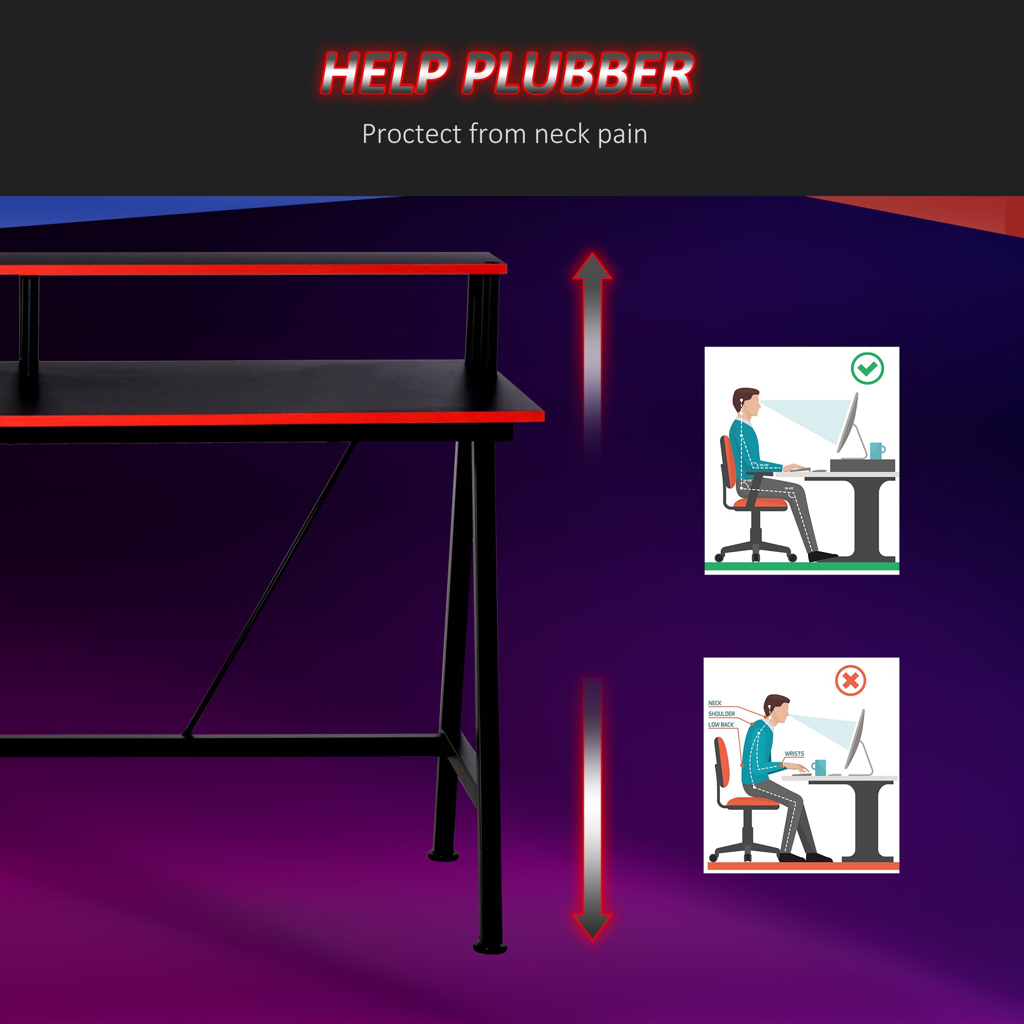 HOMCOM L Shaped Gaming Desk, Corner Computer Desk with Monitor Stand for Home Office, 140 x 130 x 93cm, Black and Red - North Peak Garden Furniture
