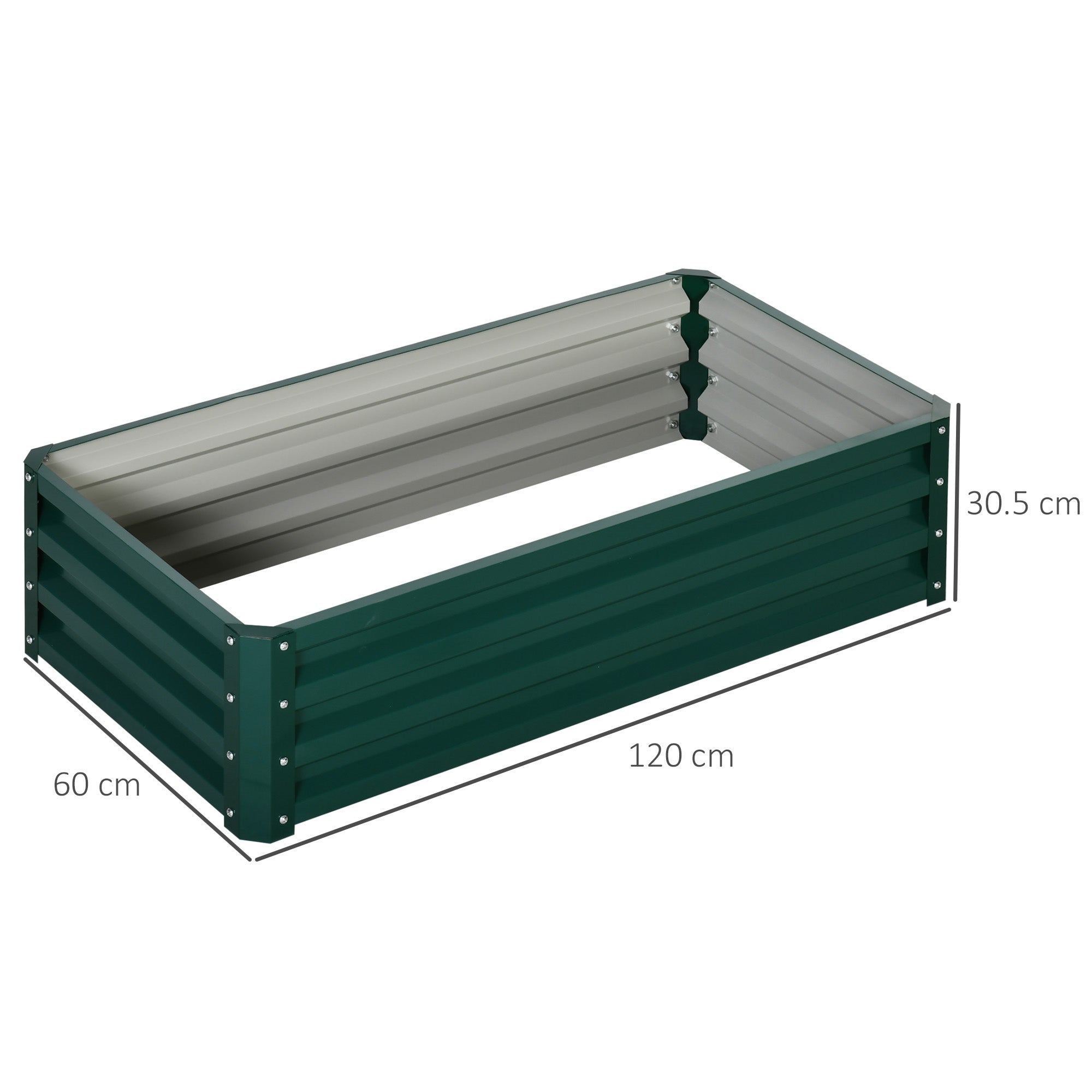 Outsunny Set of 2 Raised Beds for Garden, Galvanised Outdoor Planters for Herbs Vegetables, Use for Patio Balcony, Green
