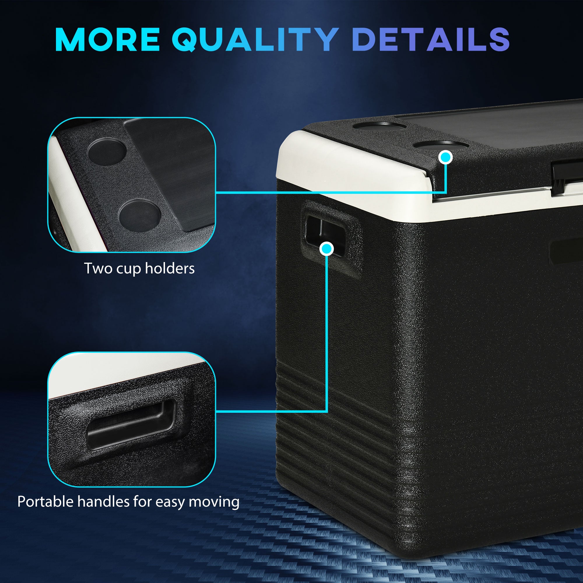 Outsunny 50L Car Refrigerator, Portable Compressor Car Fridge Freezer, Electric Cooler Box with 12/24V DC and 110-240V AC for Camping, Driving, Picnic, Down to -20℃ - North Peak Garden Furniture