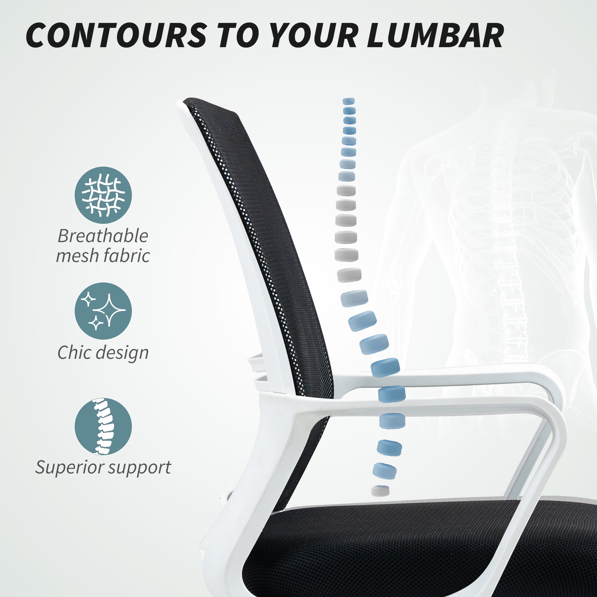 HOMCOM Draughtsman Chair, Mesh Drafting Chair, Ergonomic Office Chair with Lumbar Support, Adjustable Foot Ring, Black - North Peak Garden Furniture