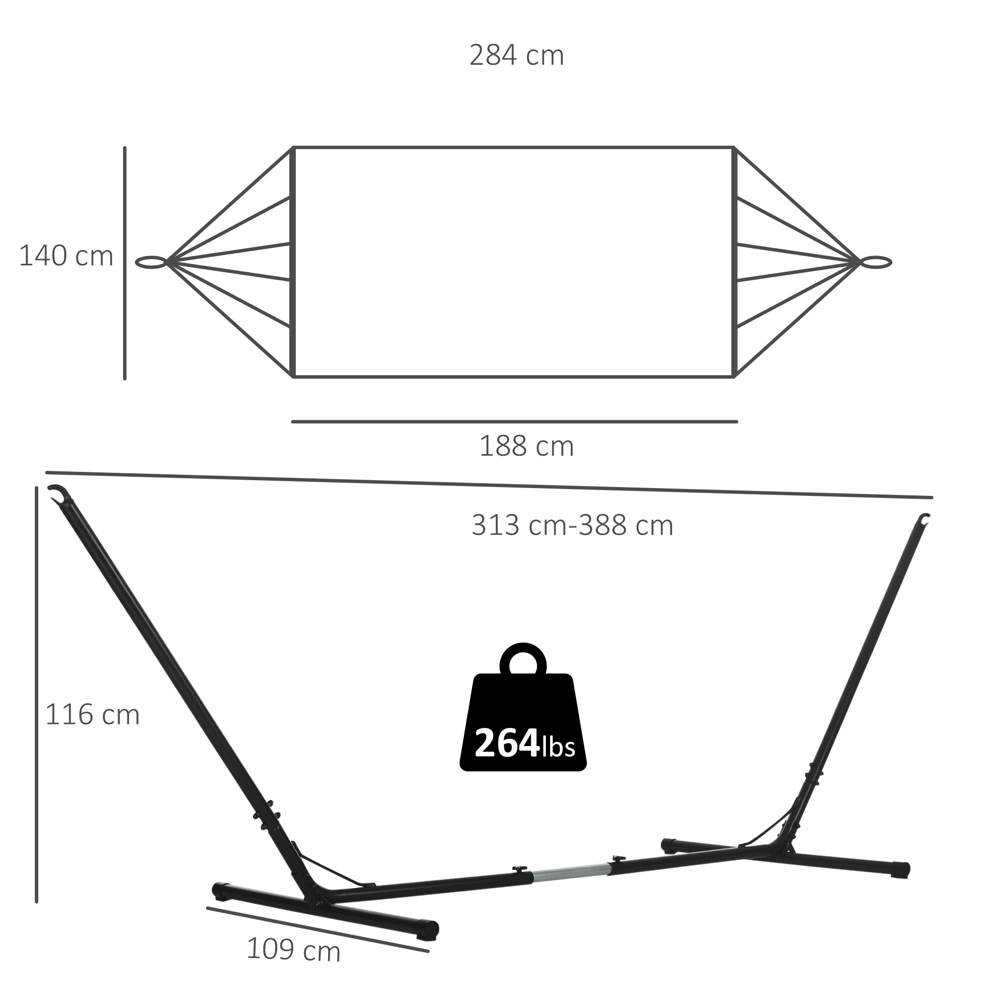 Outsunny Outdoor Garden Hammock with Stand, Double Cotton Hammock with Steel Frame, Swing Hanging Bed with Pillow, for Patio, Beach | Aosom UK