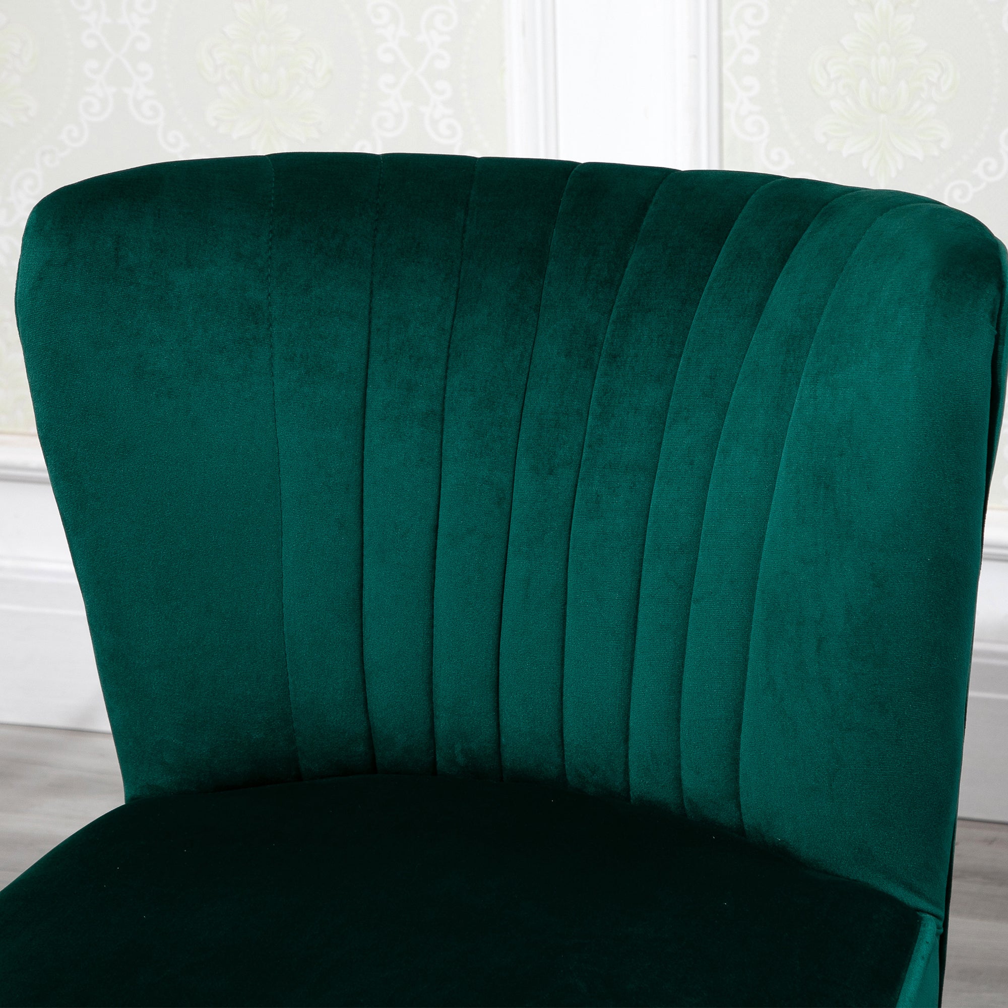 HOMCOM Modern Accent Chair, Fabric Living Room Chair with Rubber Wood Legs and Thick Padding, Green - North Peak Garden Furniture