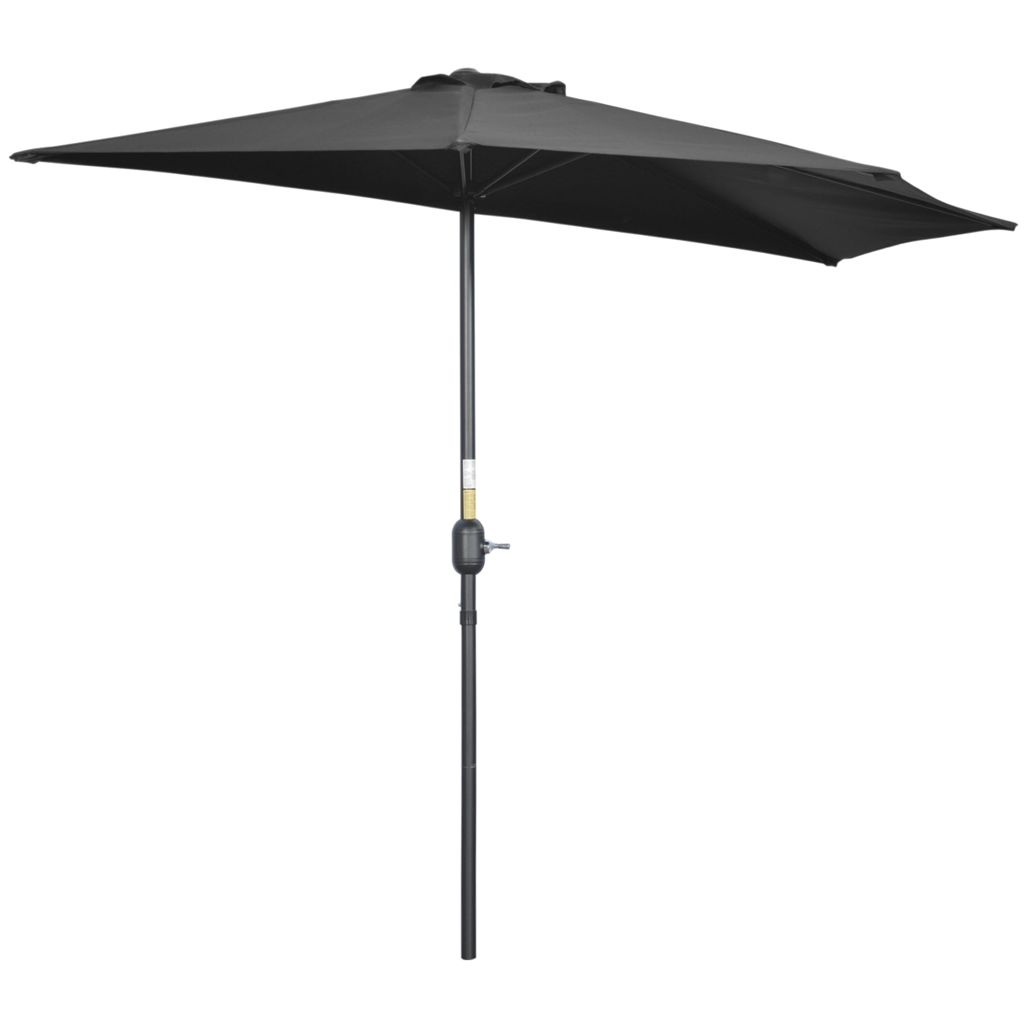 Outsunny 2.7m Garden Half Parasol, Outdoor Balcony Umbrella with 5 Steel Ribs, Patio Sun Shade, Black - North Peak Garden Furniture