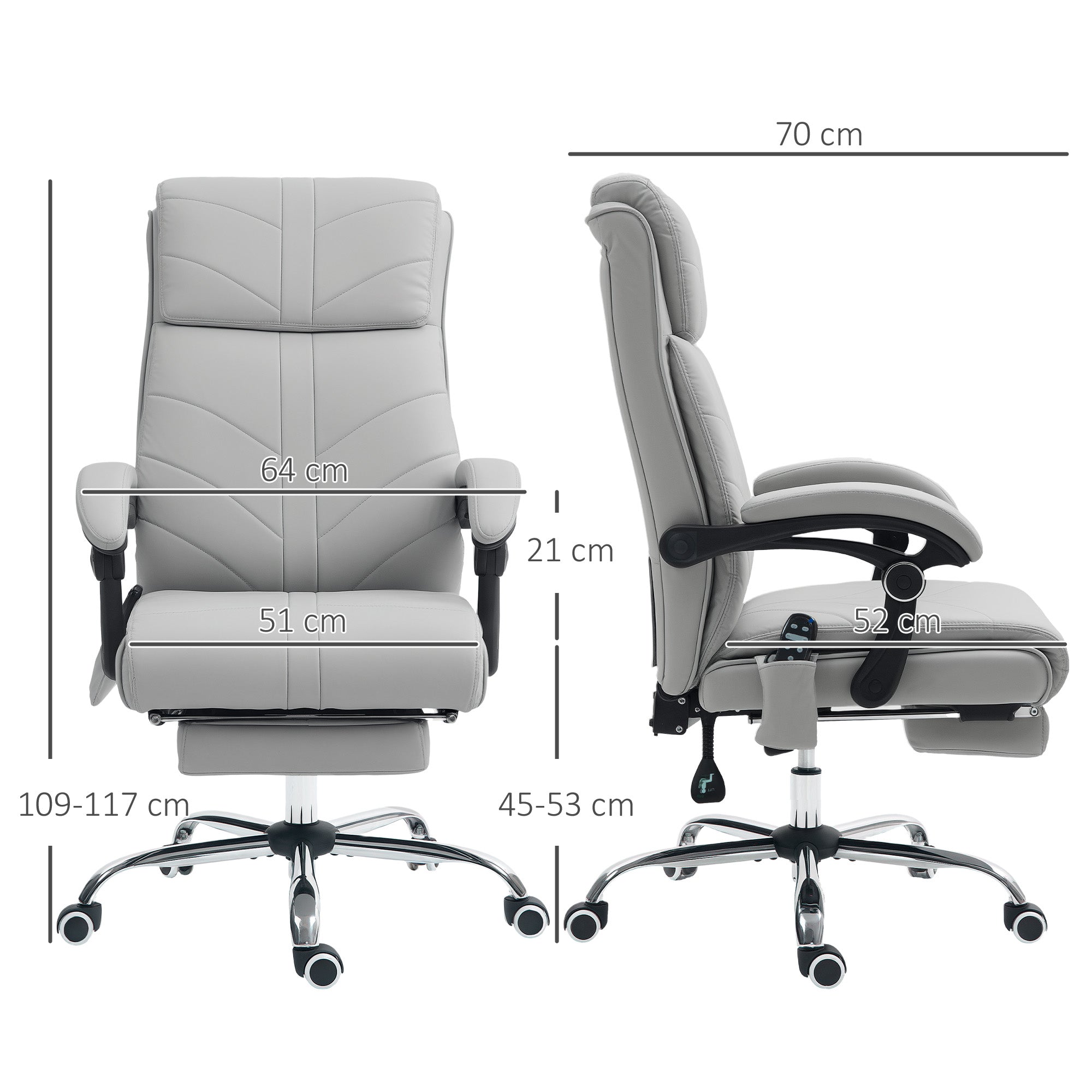 Vinsetto Faux Leather Massage Office Chair - Light Grey