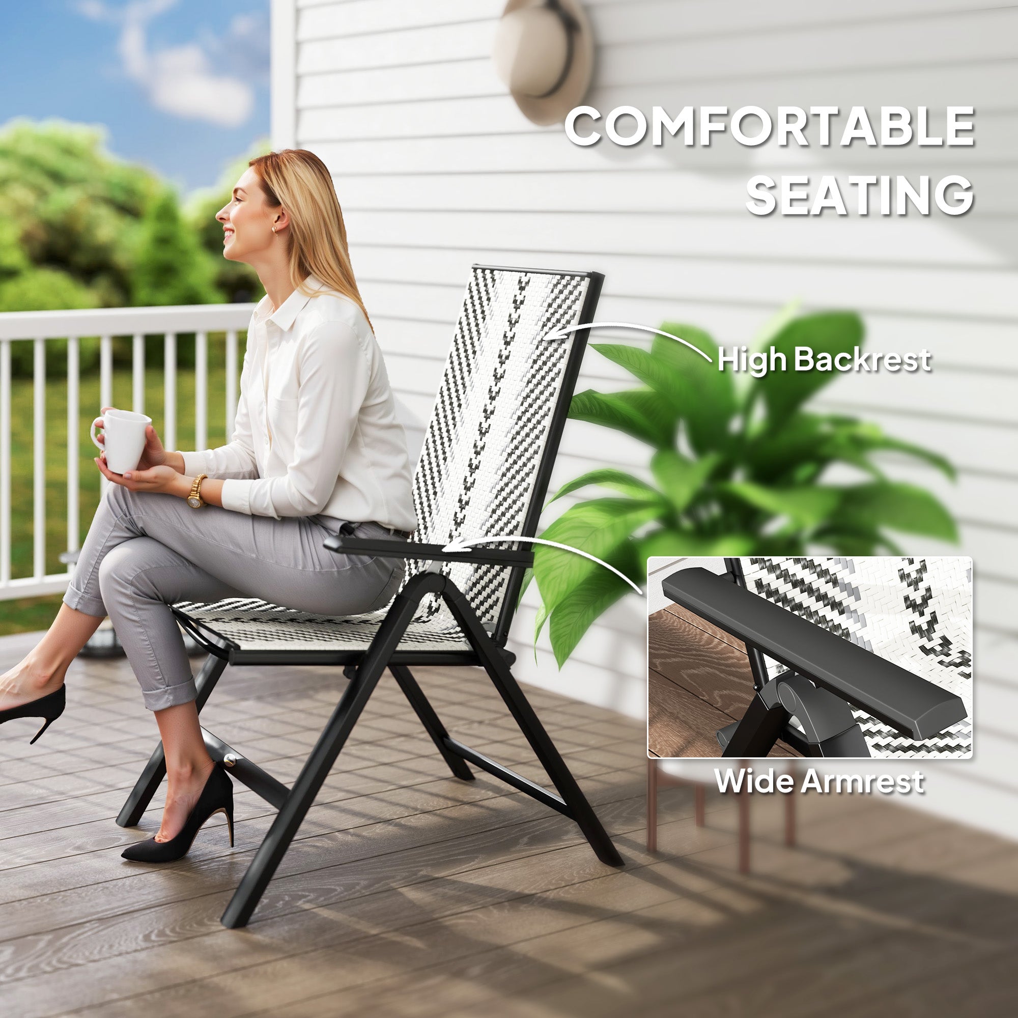 Outsunny Rattan Reclining Garden Chairs - Grey - North Peak Garden Furniture