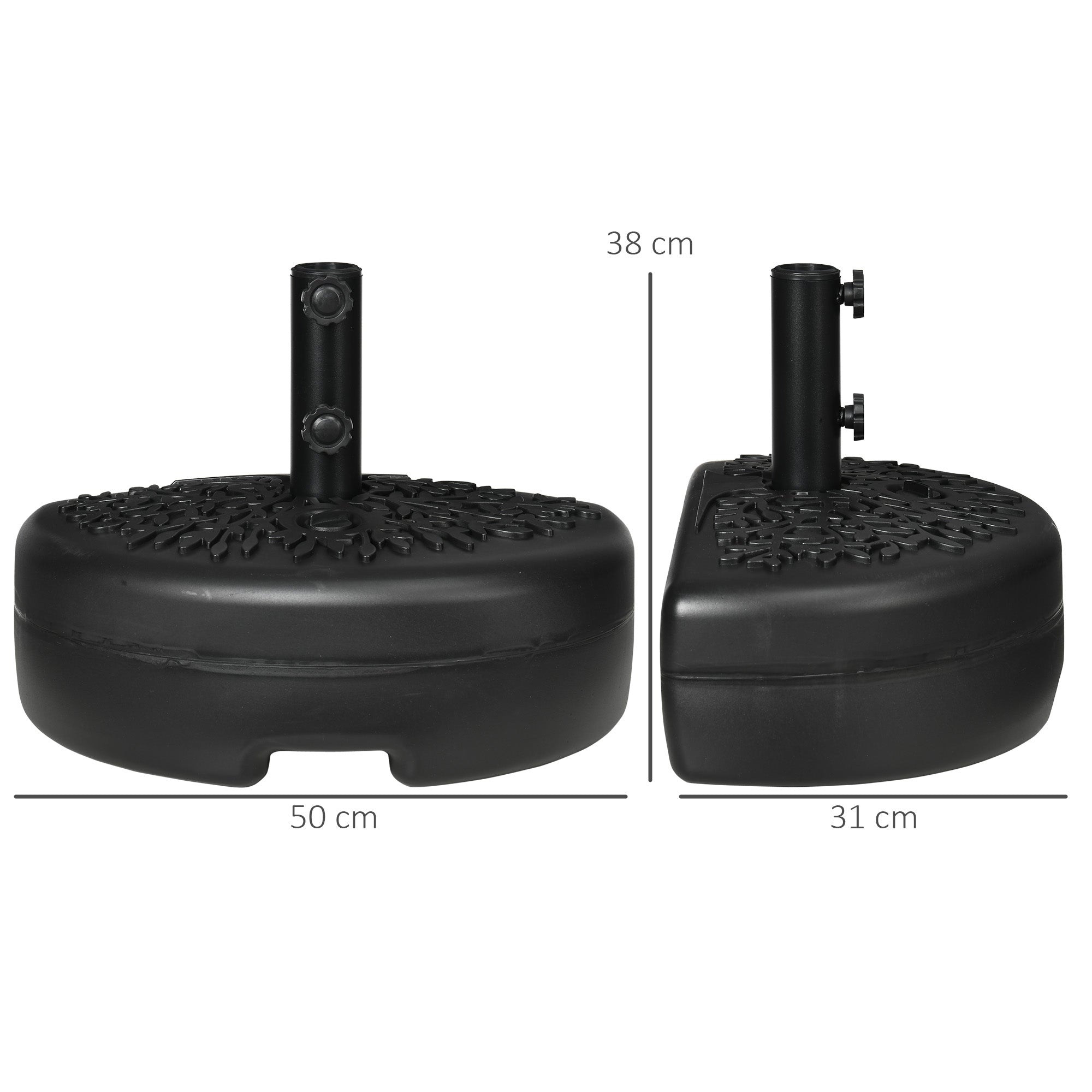 Outsunny Water/Sand Fillable Half Parasol Umbrella Base - Black - North Peak Garden Furniture
