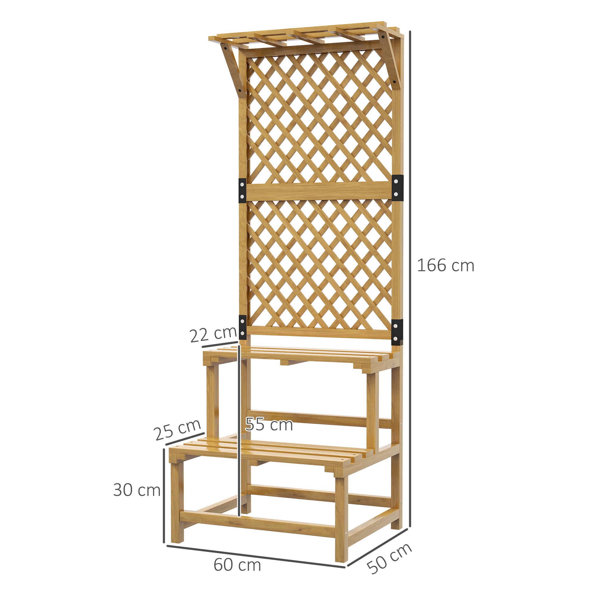 Outsunny Wooden Plant Stand with Trellis, Freestanding Raised Garden Bed for Climbing Plants, Planter Box to Grow Vegetables, Herbs and Flowers for Garden, Patio, Yellow - North Peak Garden Furniture