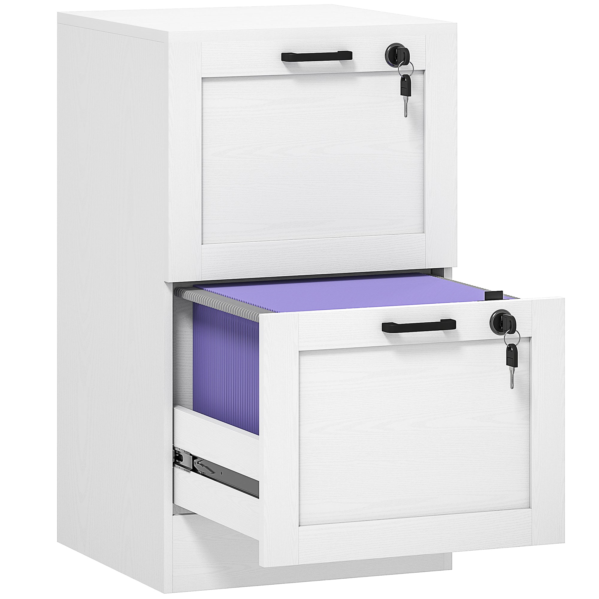 HOMCOM 2-Drawer Filing Cabinet with Lock - White