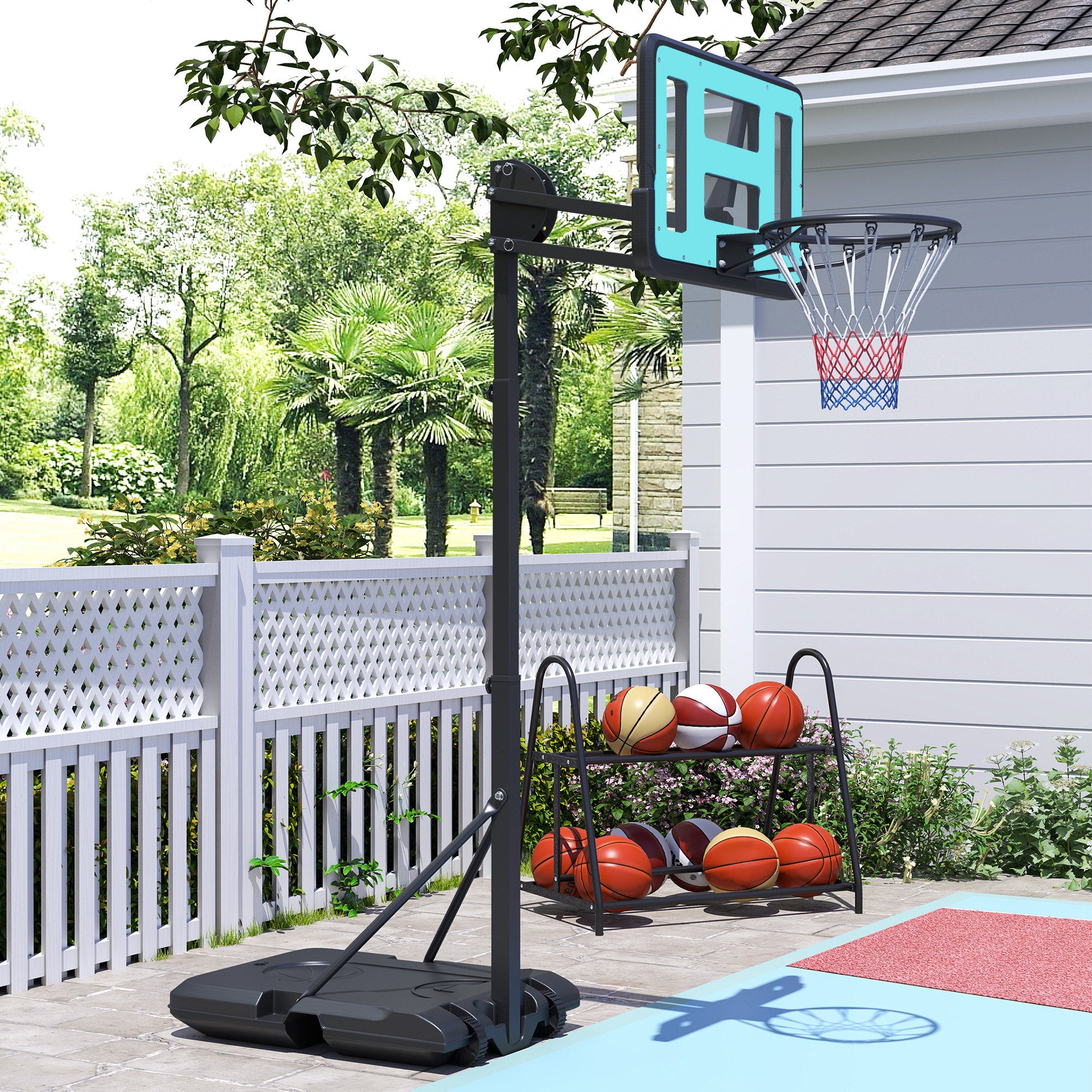 SPORTNOW Fully Adjustable Basketball Hoop Outdoor, 146-236cm Basketball Hoop and Stand with Weighted Base and Shatterproof Backboard, Portable on Wheels for Junior, Adults - North Peak Garden Furniture