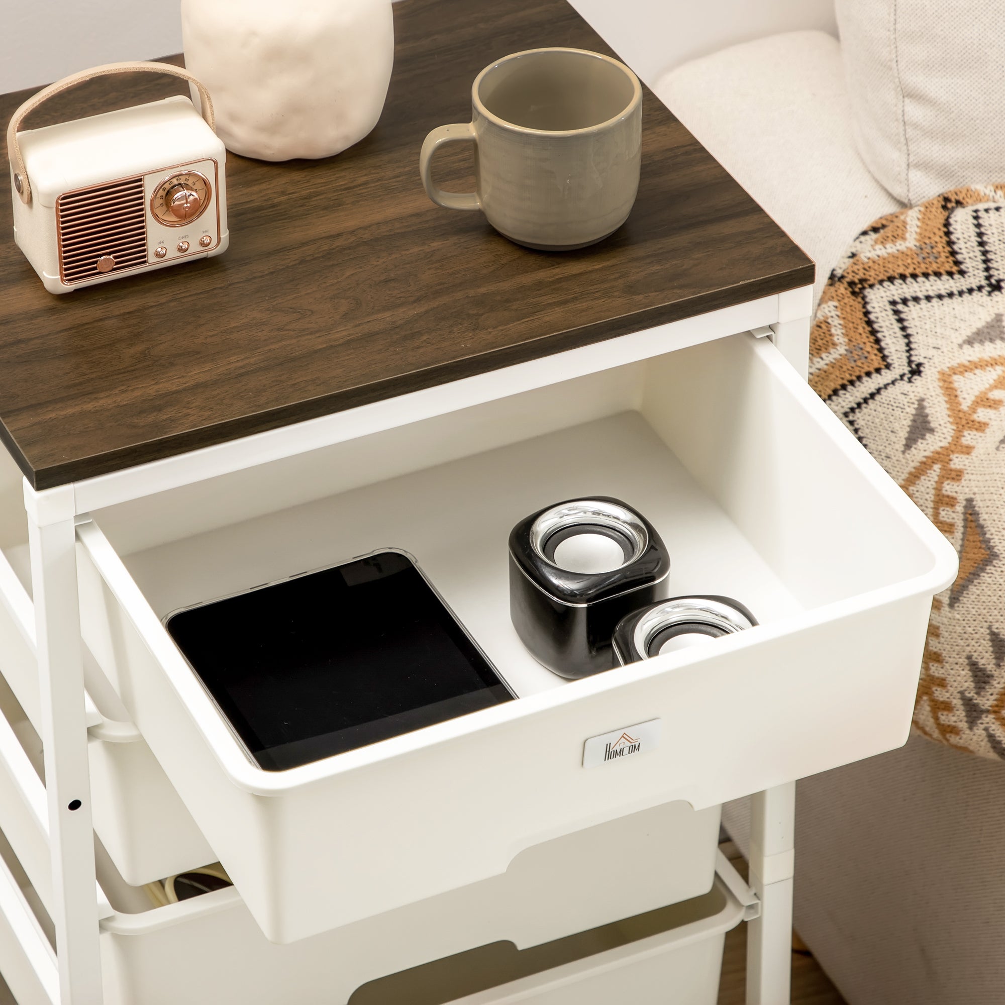 HOMCOM Bedroom Chest of Drawers, 6-Drawer Dresser, Tall Storage Drawer Unit with Steel Frame for Living Room, White - North Peak Garden Furniture