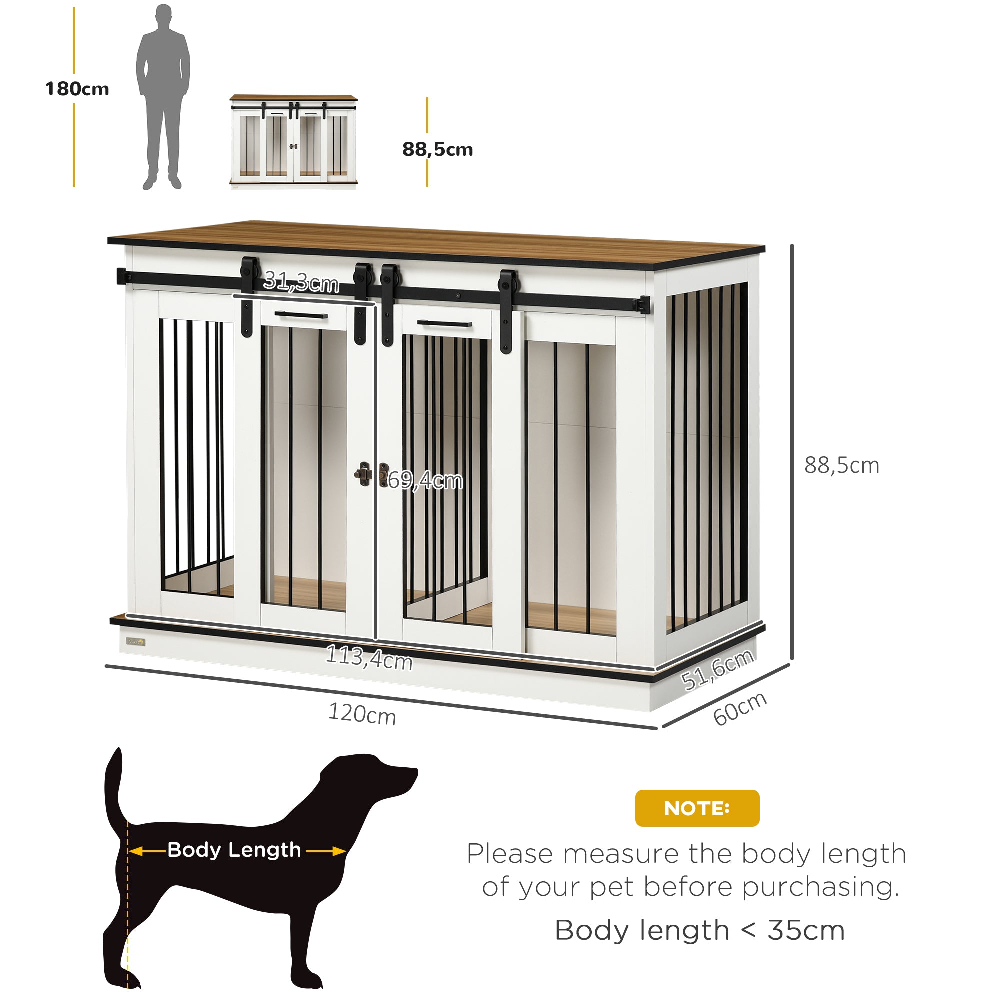 PawHut Dog Crate Furniture for Large Dogs, Double Dog Cage for Small Dogs - North Peak Garden Furniture