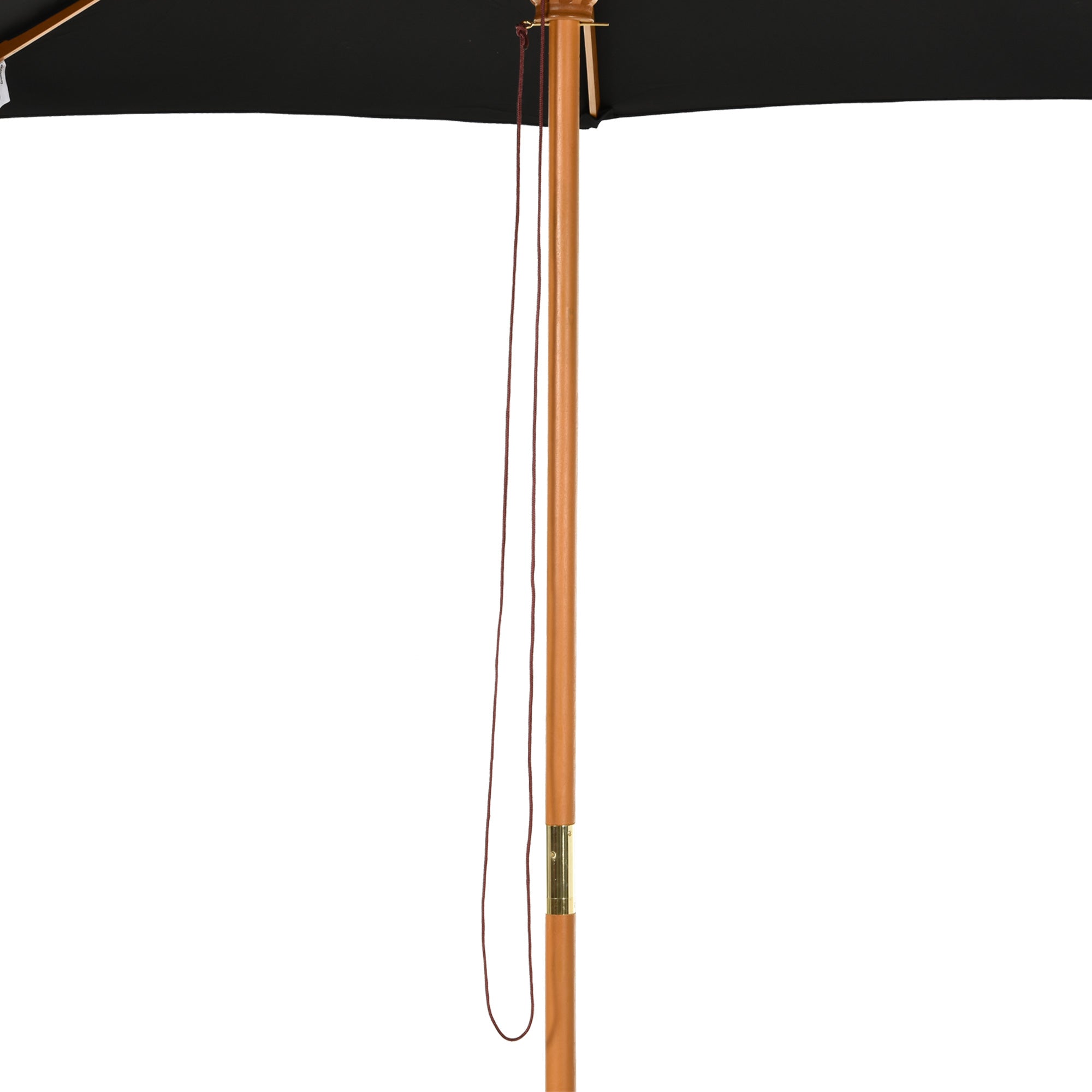 Outsunny 3(m) Garden Parasol, Pulley Operated Patio Umbrella, Wooden Table Market Umbrella with Rope Pulley Mechanism and 8 Ribs, Black - North Peak Garden Furniture